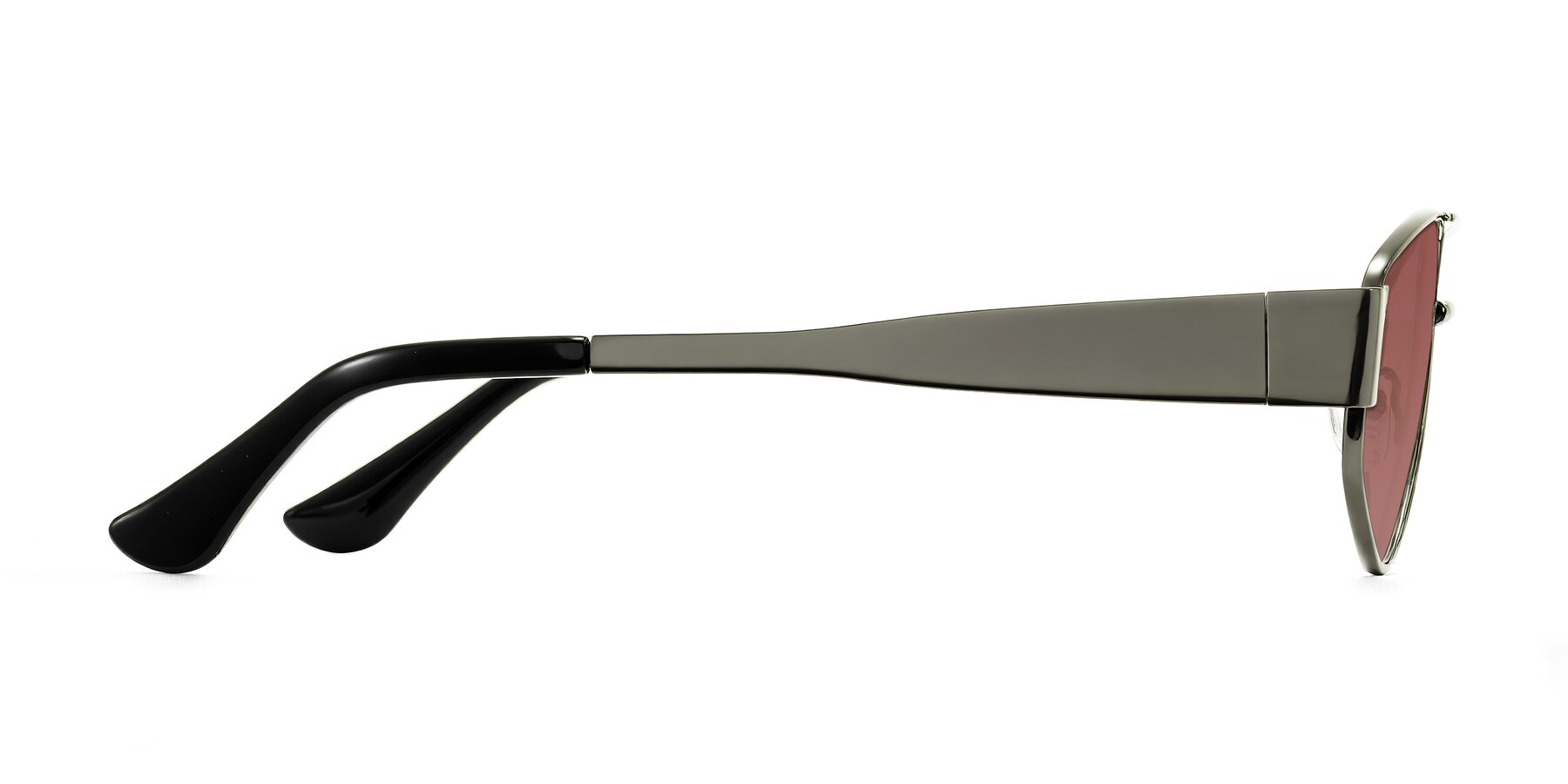 Side of Midney in Gunmetal with Garnet Tinted Lenses