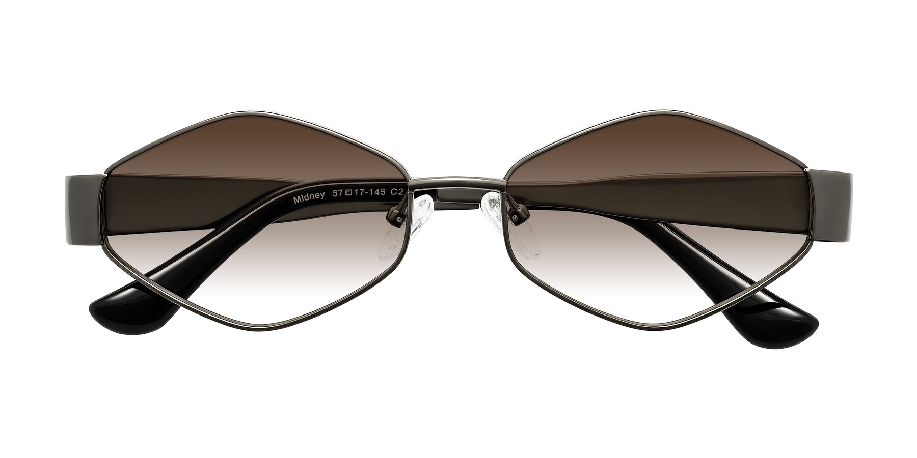 Folded Front of Midney in Gunmetal with Brown Gradient Lenses