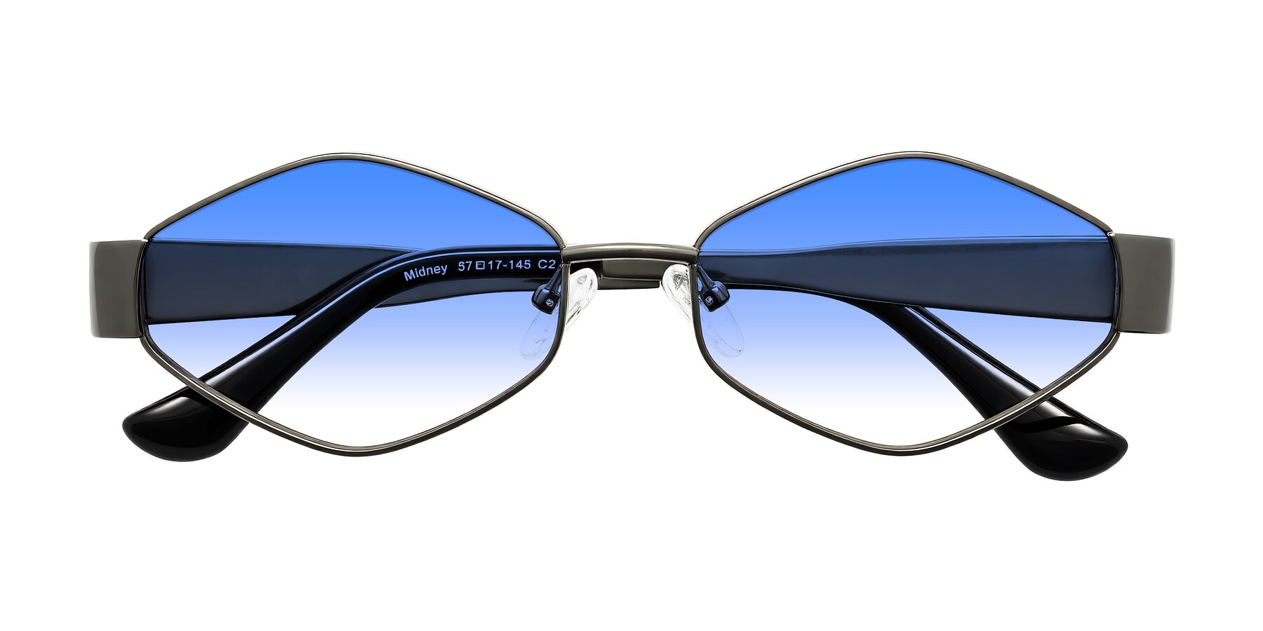 Folded Front of Midney in Gunmetal with Blue Gradient Lenses