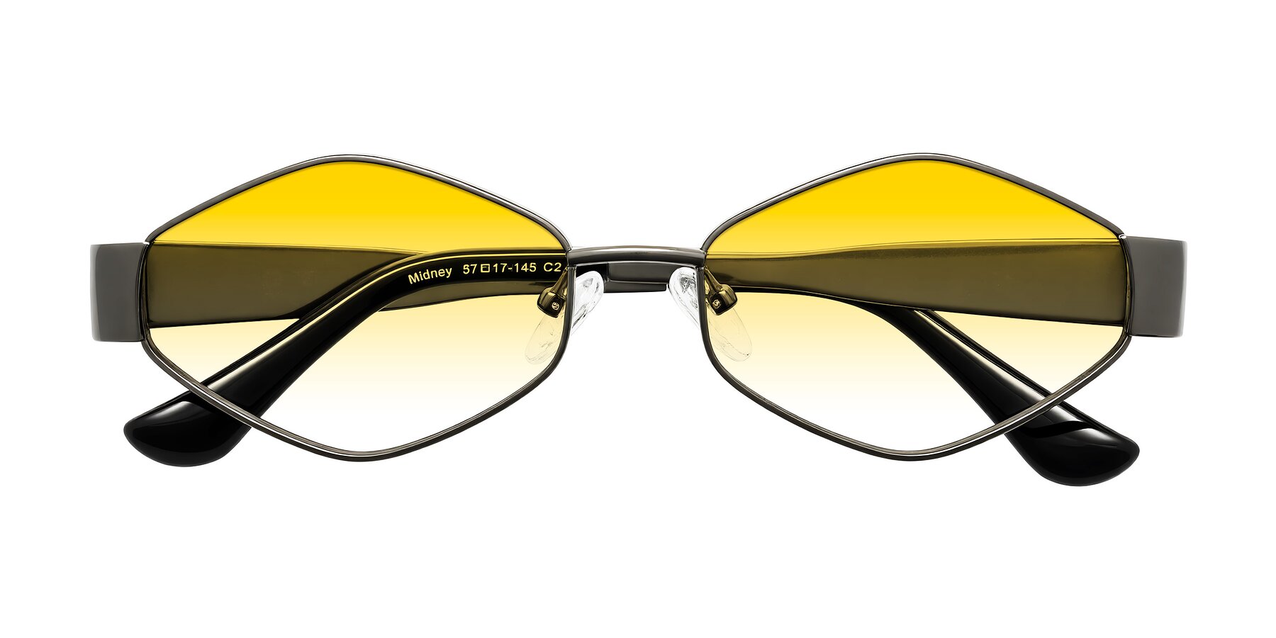 Folded Front of Midney in Gunmetal with Yellow Gradient Lenses