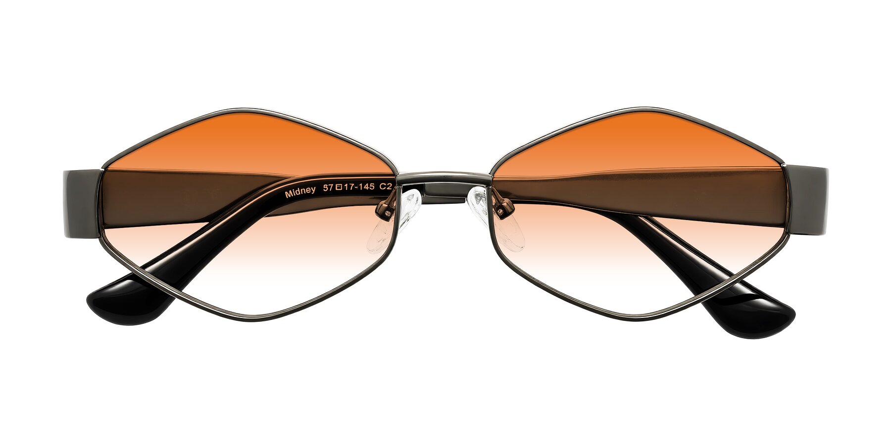 Folded Front of Midney in Gunmetal with Orange Gradient Lenses
