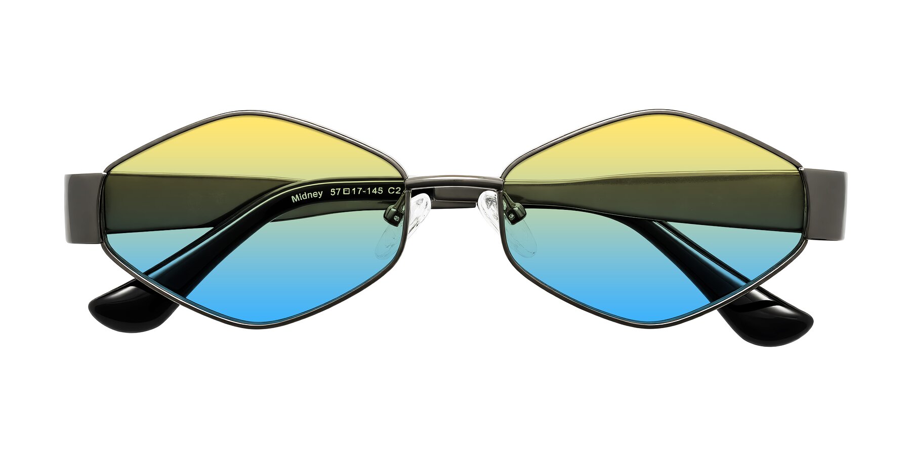 Folded Front of Midney in Gunmetal with Yellow / Blue Gradient Lenses