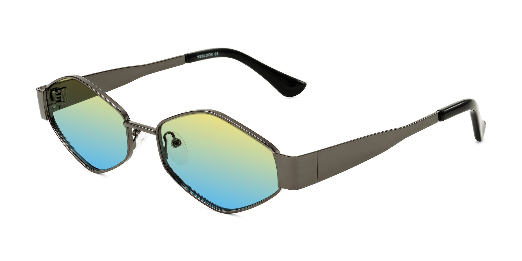 Angle of Midney in Gunmetal with Yellow / Blue Gradient Lenses