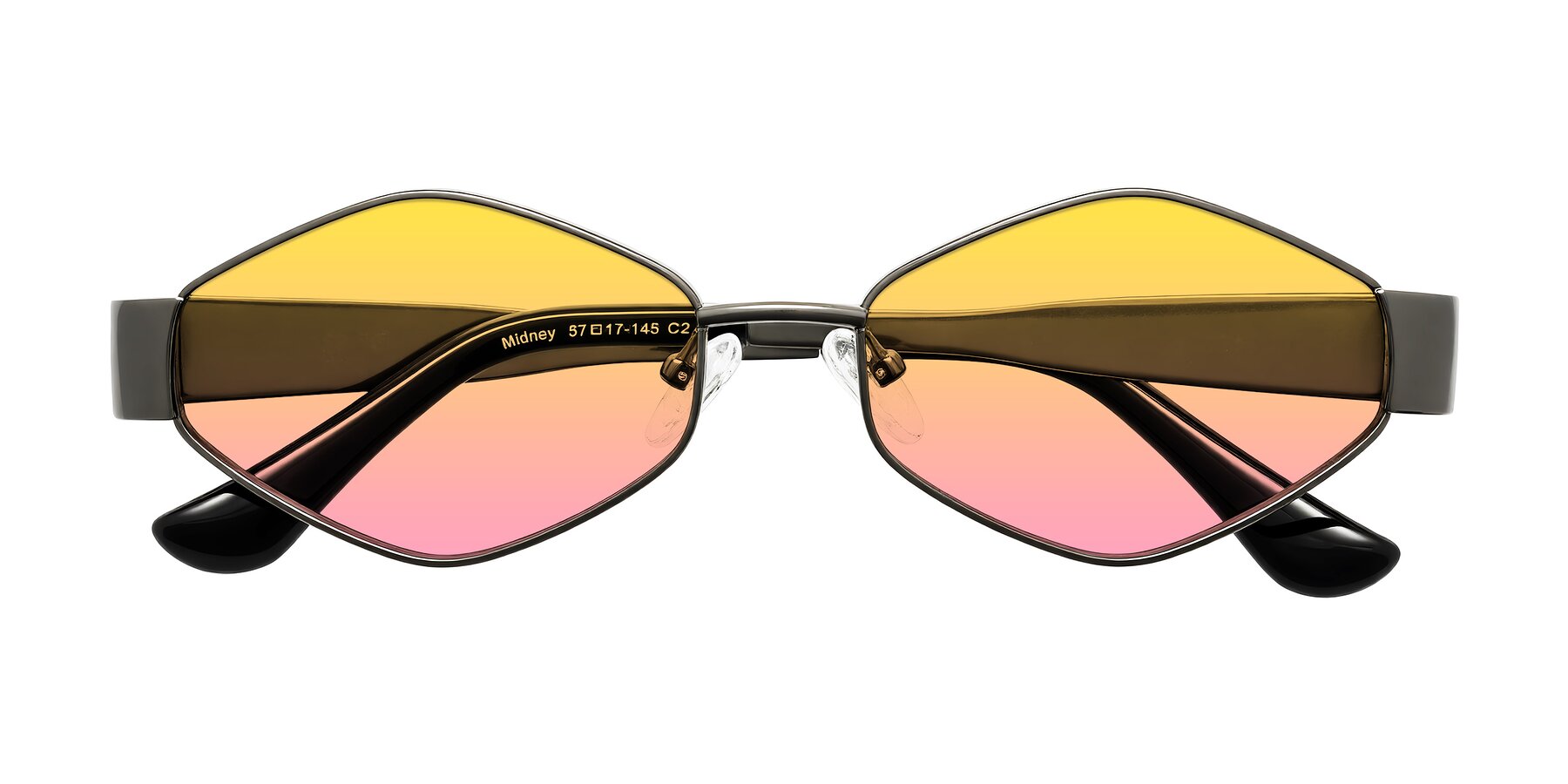 Folded Front of Midney in Gunmetal with Yellow / Pink Gradient Lenses