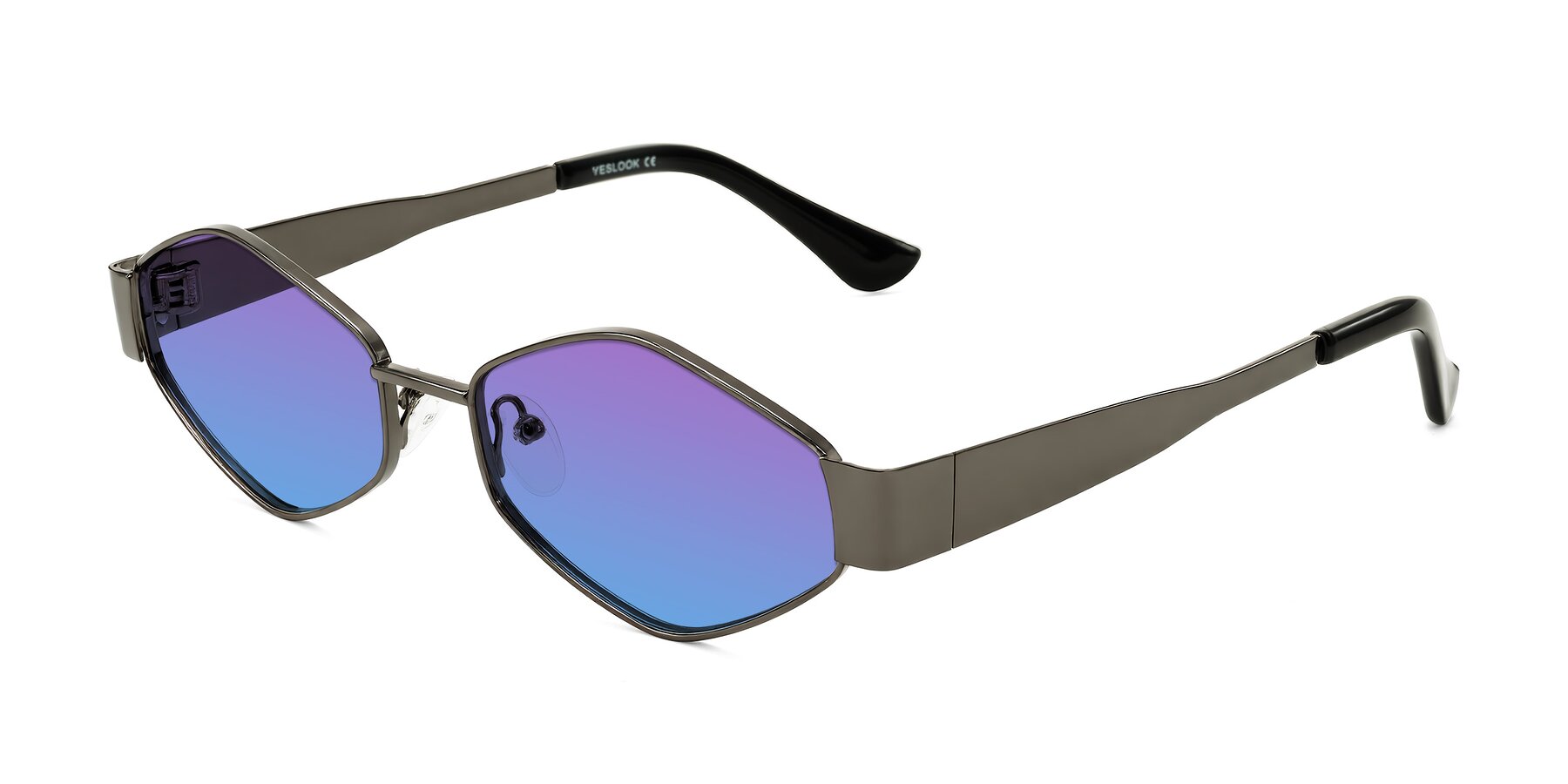 Angle of Midney in Gunmetal with Purple / Blue Gradient Lenses