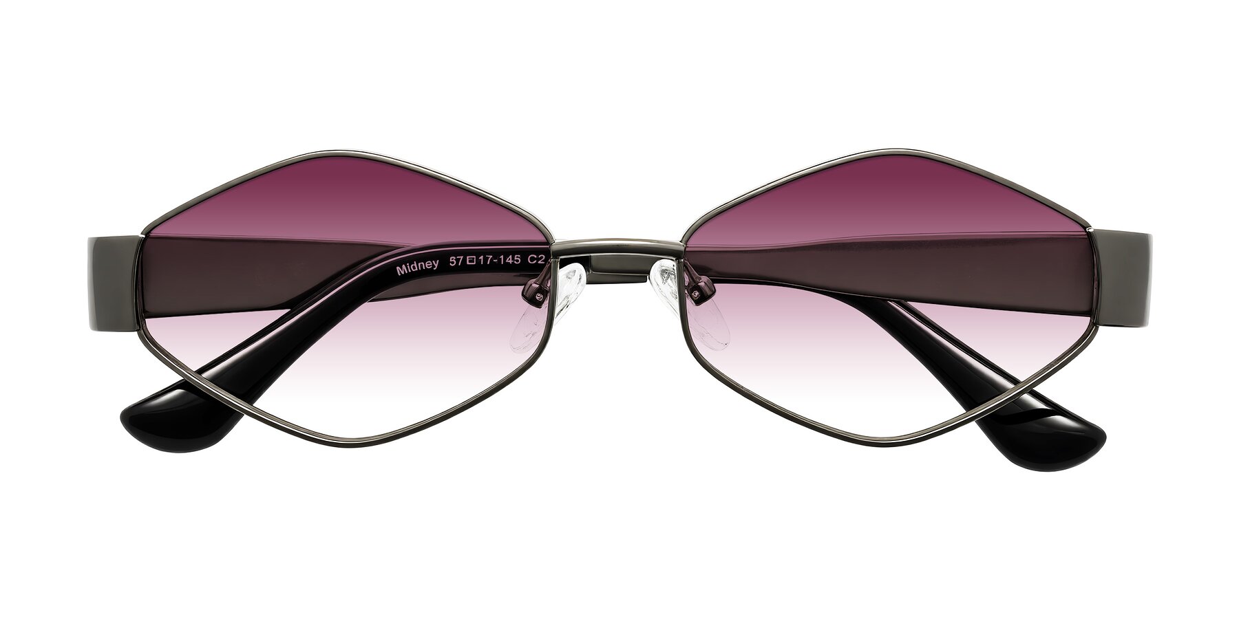 Folded Front of Midney in Gunmetal with Wine Gradient Lenses