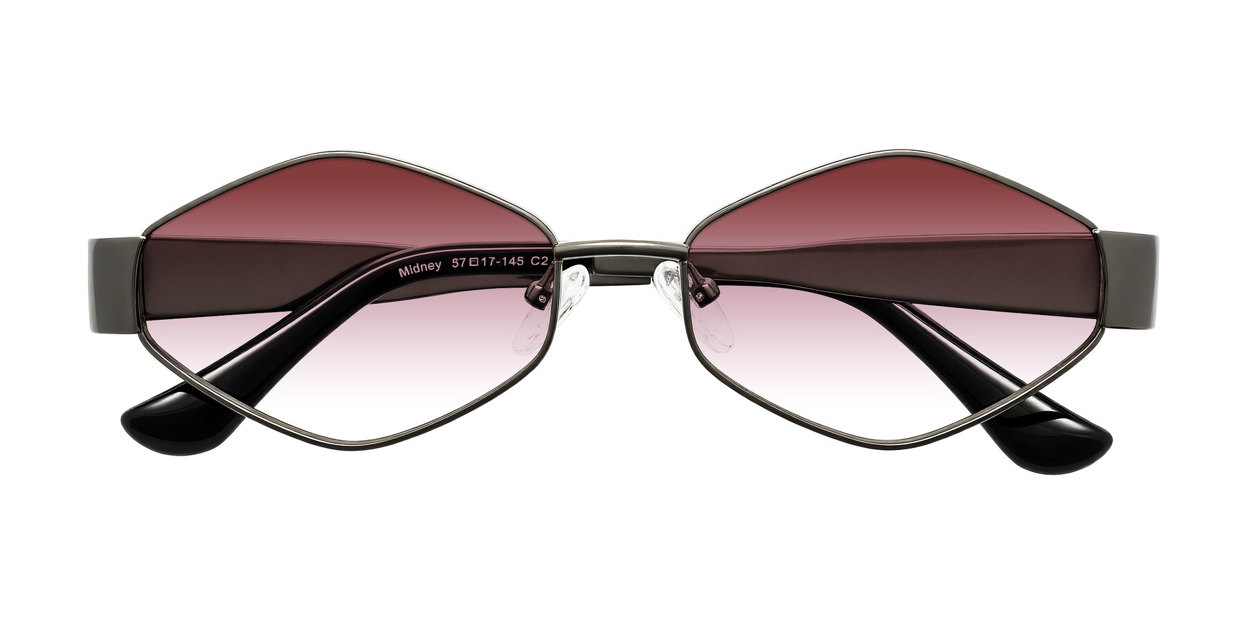 Folded Front of Midney in Gunmetal with Garnet Gradient Lenses