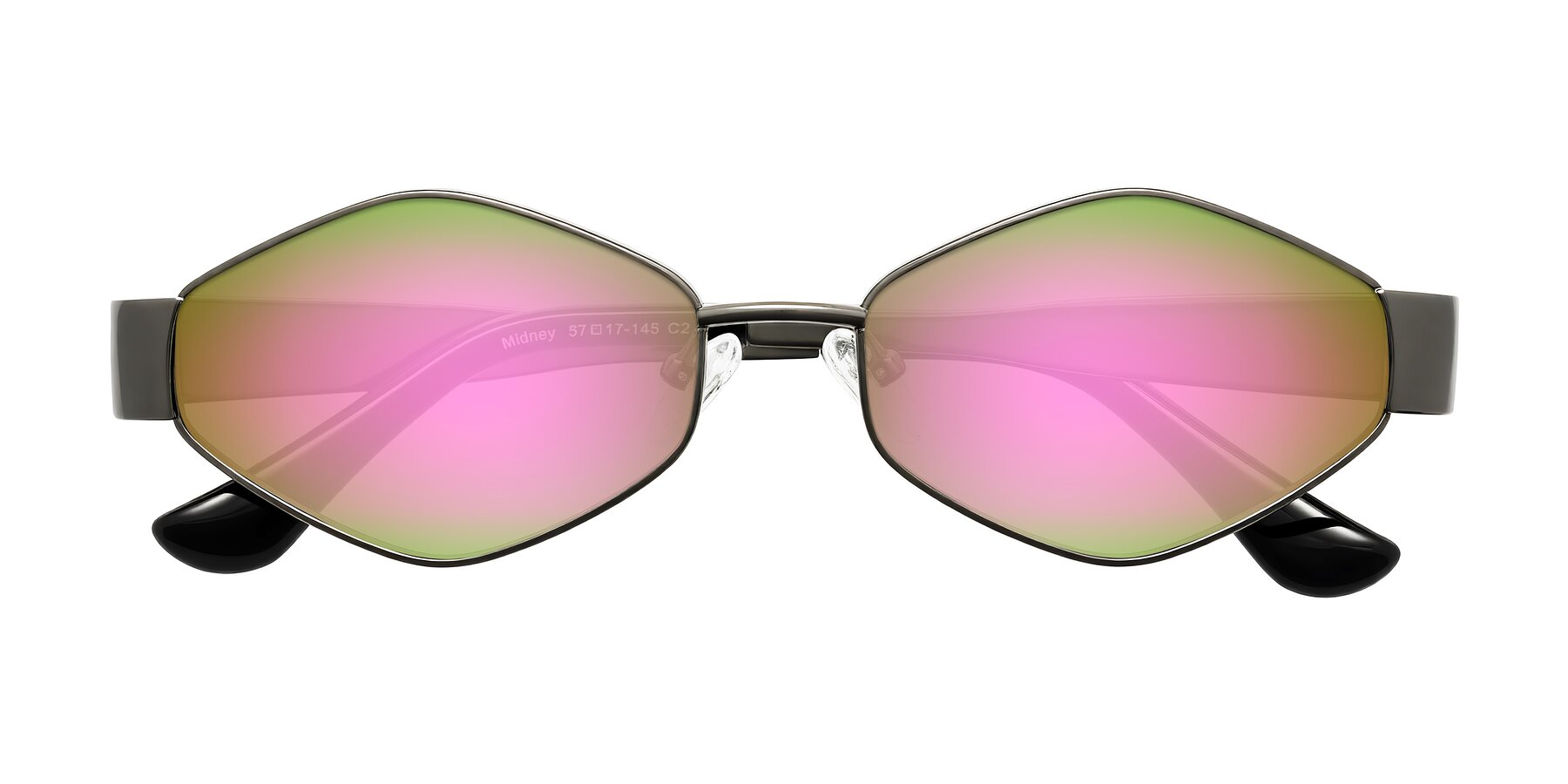 Folded Front of Midney in Gunmetal with Pink Mirrored Lenses