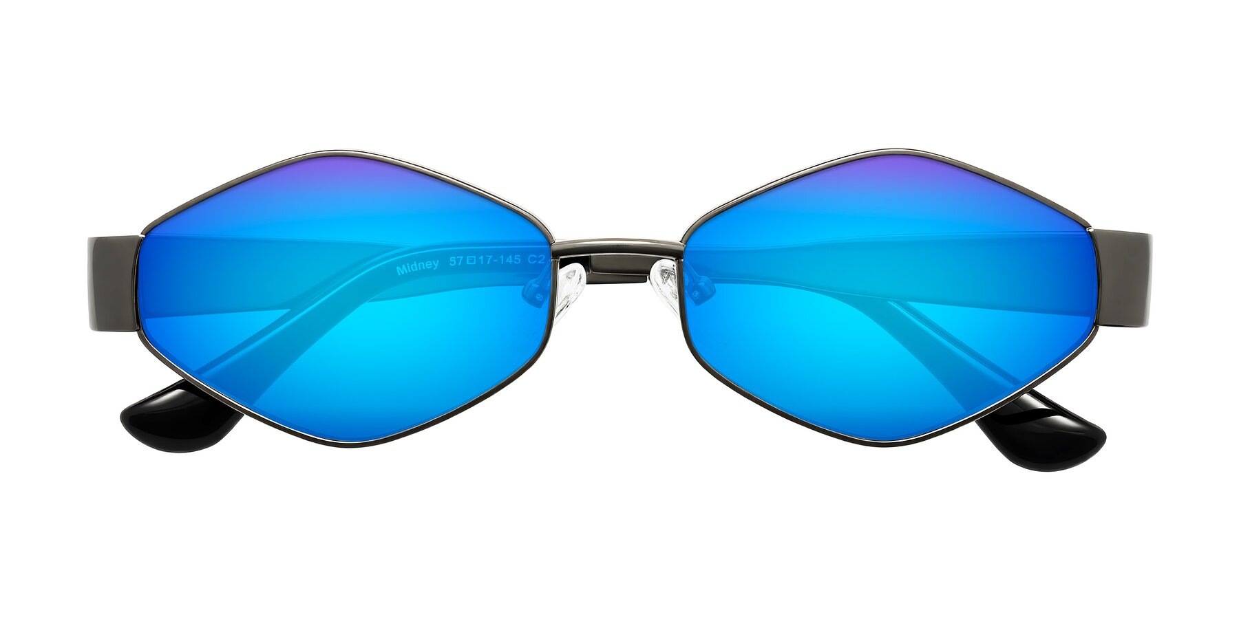 Folded Front of Midney in Gunmetal with Blue Mirrored Lenses