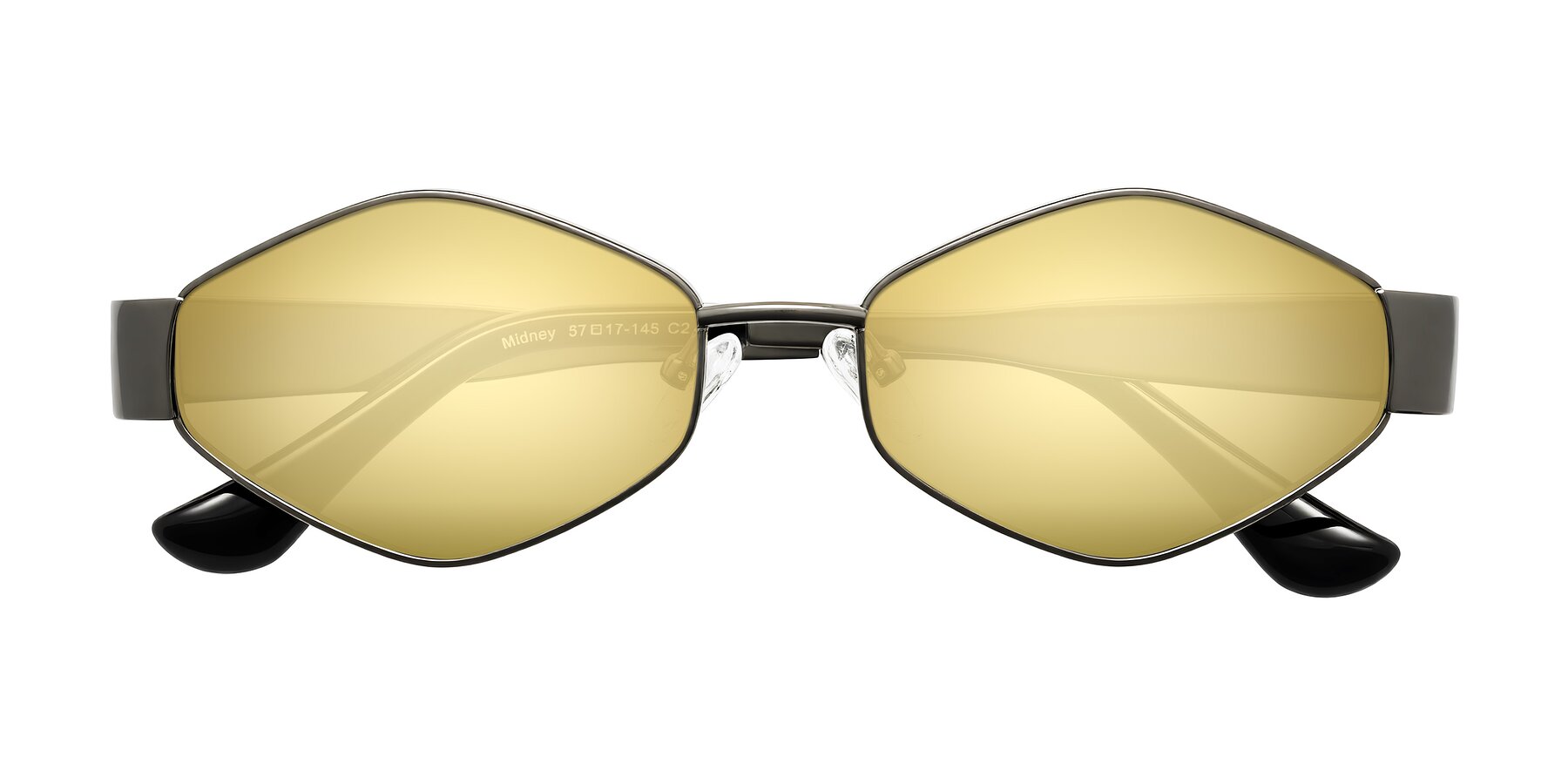 Folded Front of Midney in Gunmetal with Gold Mirrored Lenses