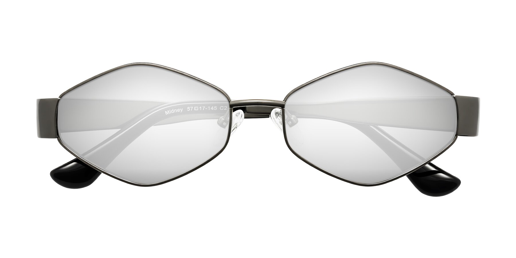 Folded Front of Midney in Gunmetal with Silver Mirrored Lenses