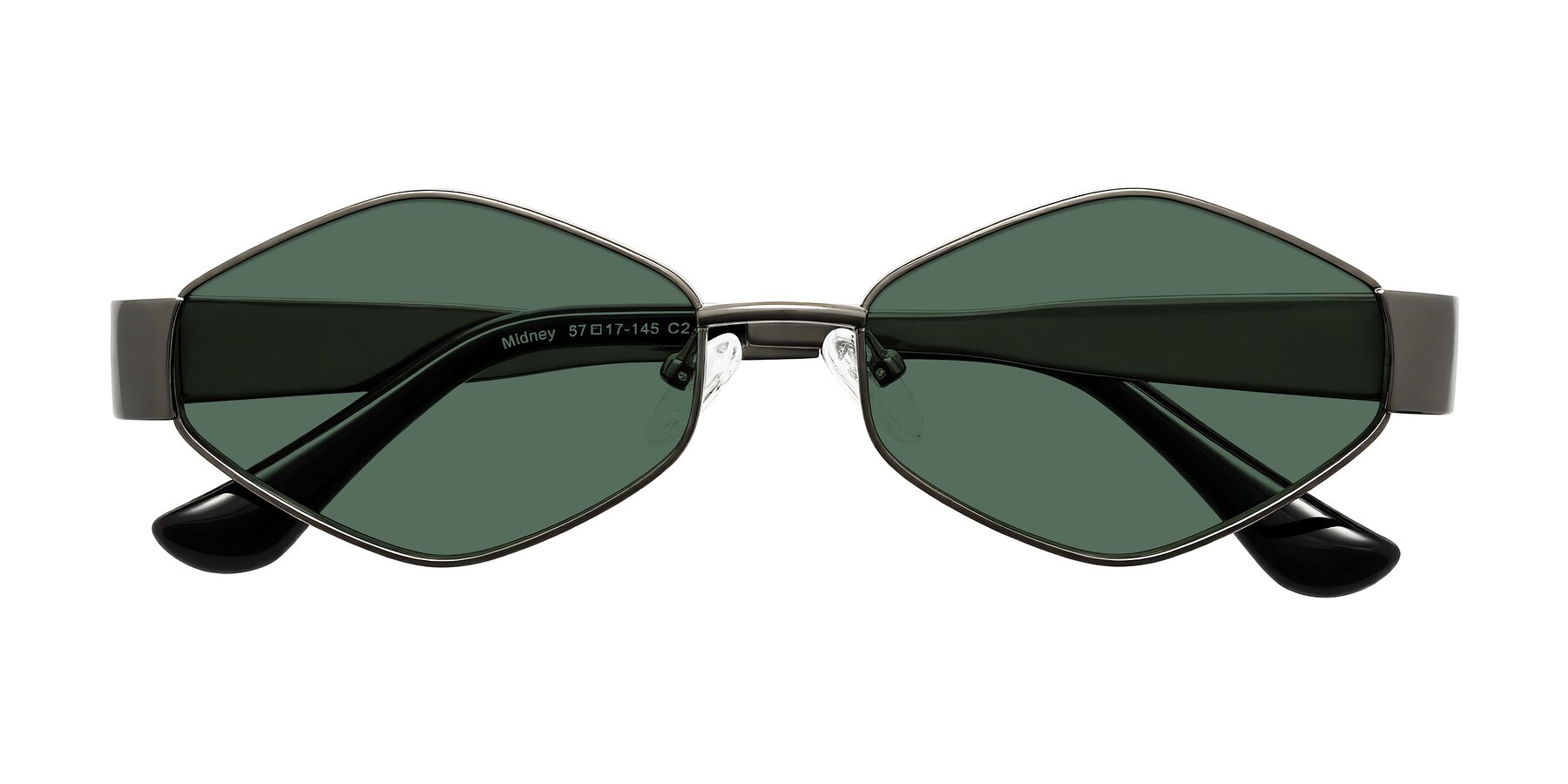 Folded Front of Midney in Gunmetal with Green Polarized Lenses