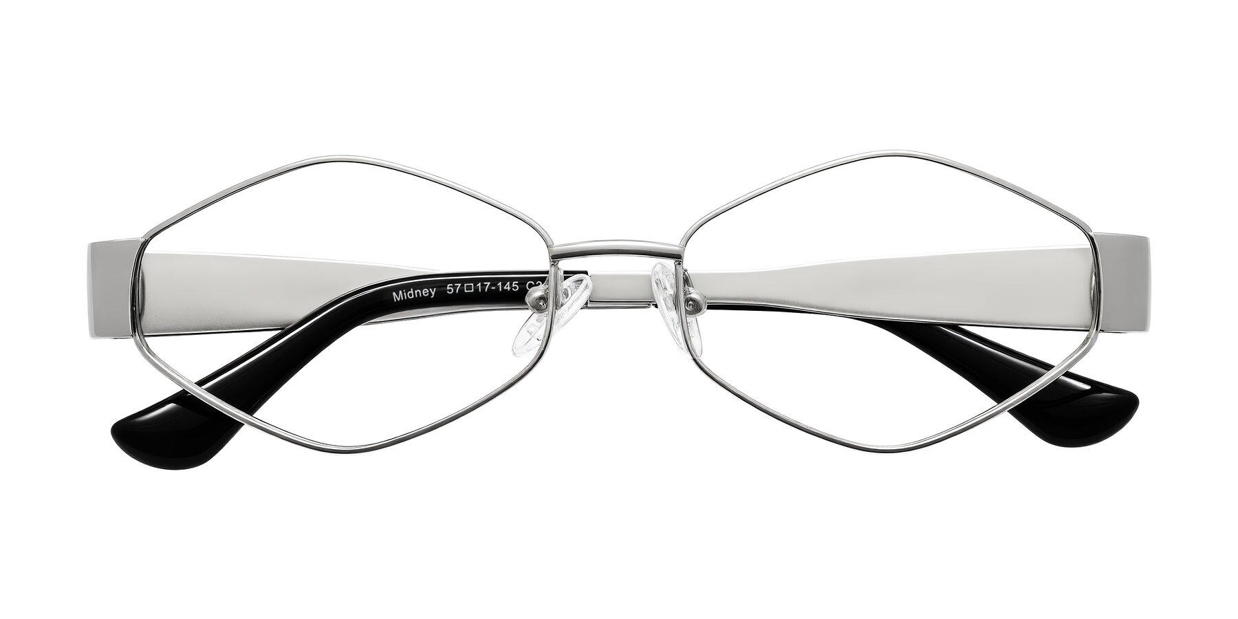 Folded Front of Midney in Silver with Clear Eyeglass Lenses