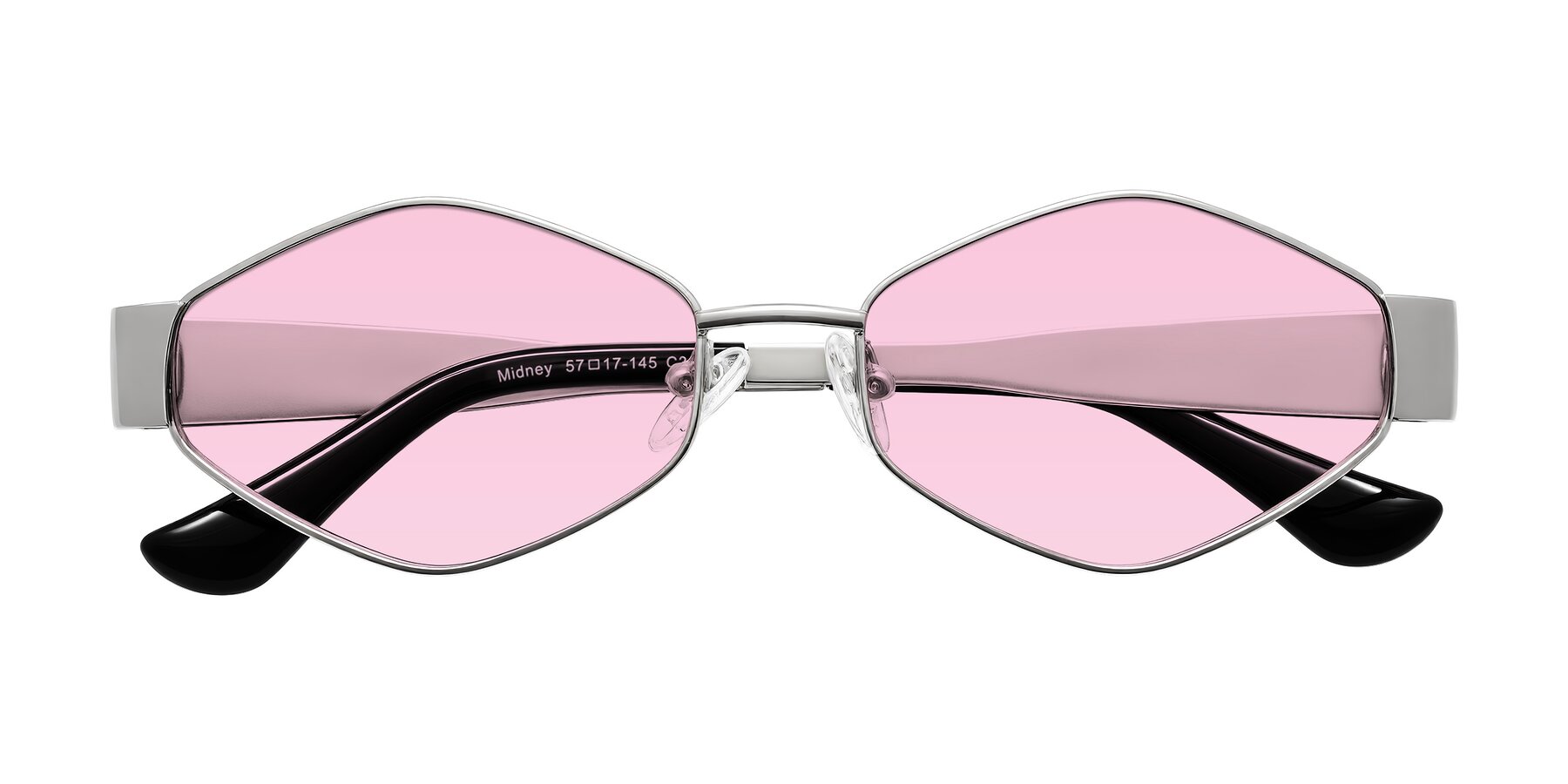 Folded Front of Midney in Silver with Light Pink Tinted Lenses