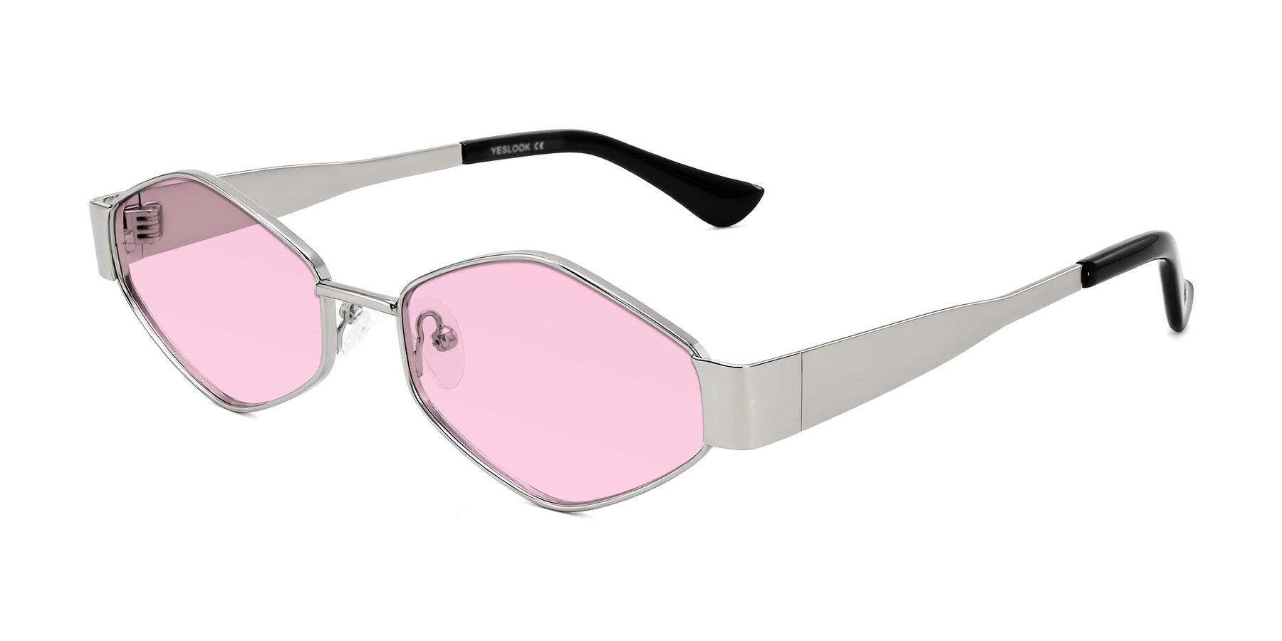 Angle of Midney in Silver with Light Pink Tinted Lenses