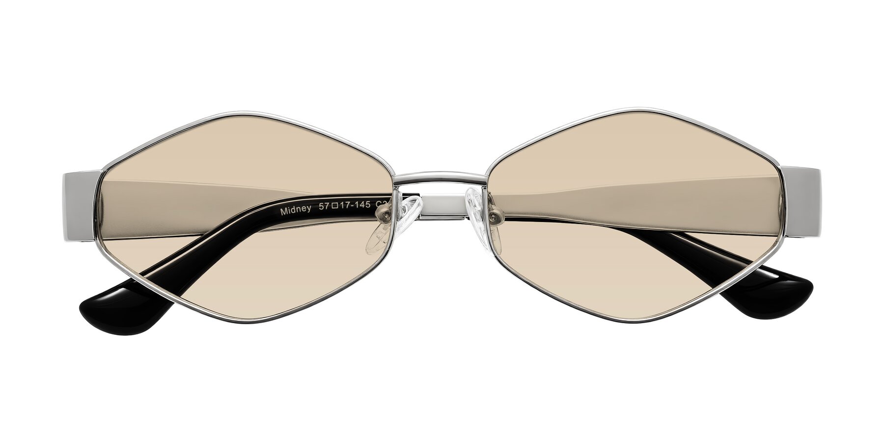 Folded Front of Midney in Silver with Light Brown Tinted Lenses