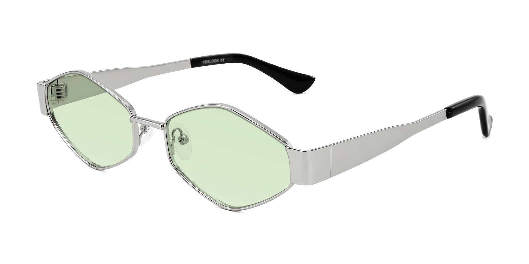 Angle of Midney in Silver with Light Green Tinted Lenses