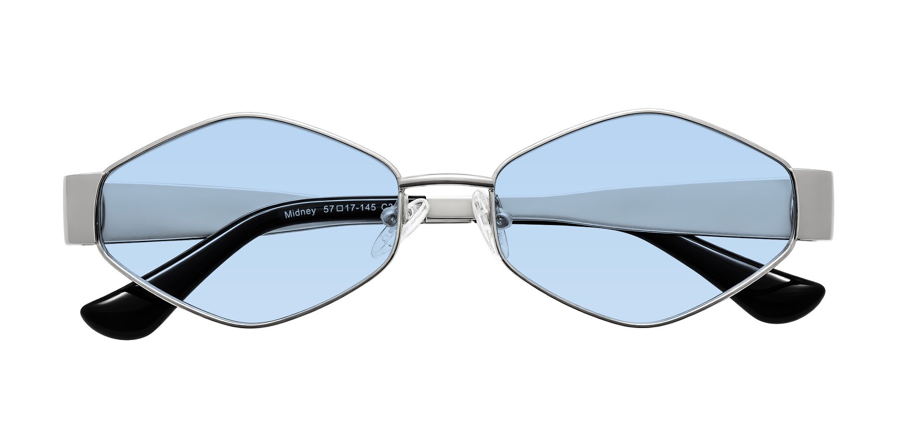 Folded Front of Midney in Silver with Light Blue Tinted Lenses