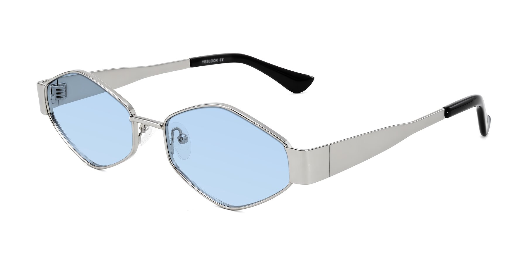 Angle of Midney in Silver with Light Blue Tinted Lenses