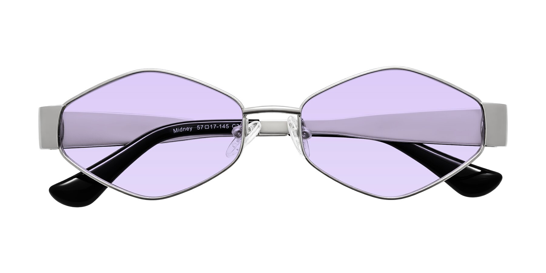 Folded Front of Midney in Silver with Light Purple Tinted Lenses