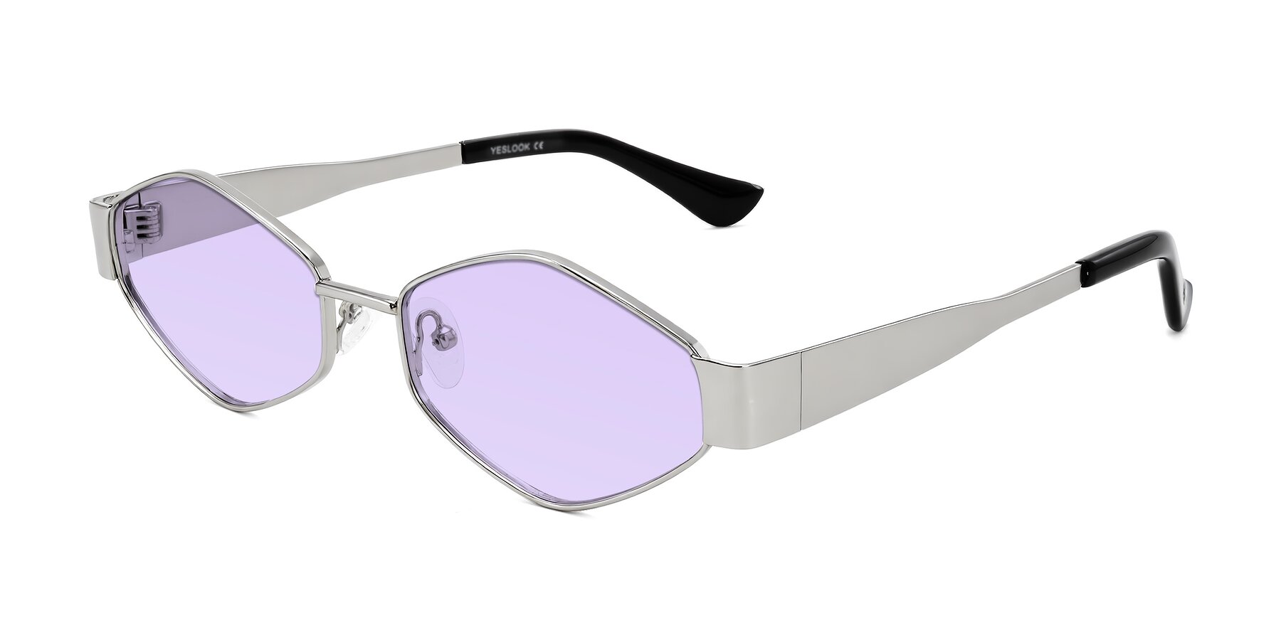 Angle of Midney in Silver with Light Purple Tinted Lenses