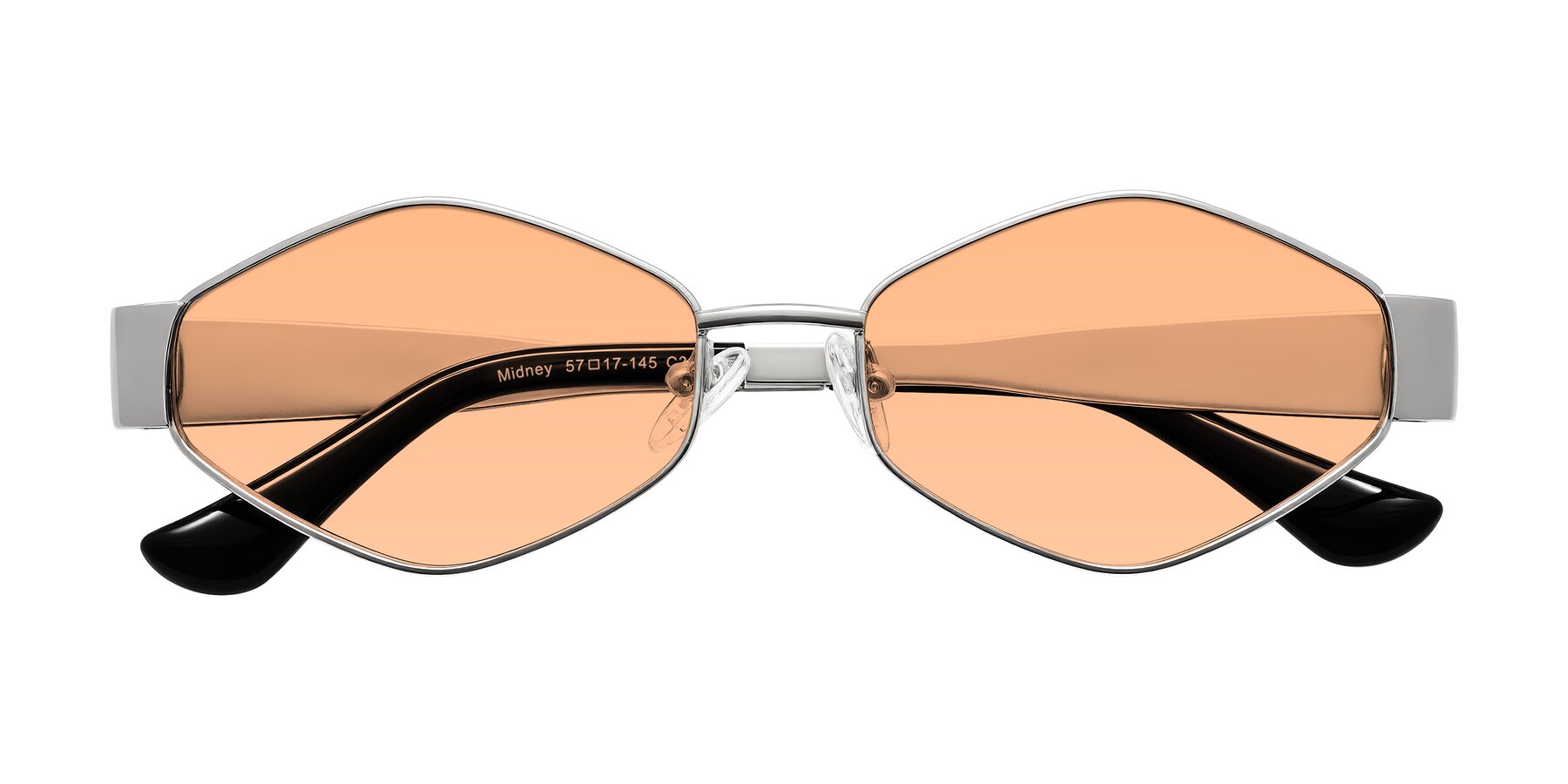 Folded Front of Midney in Silver with Light Orange Tinted Lenses