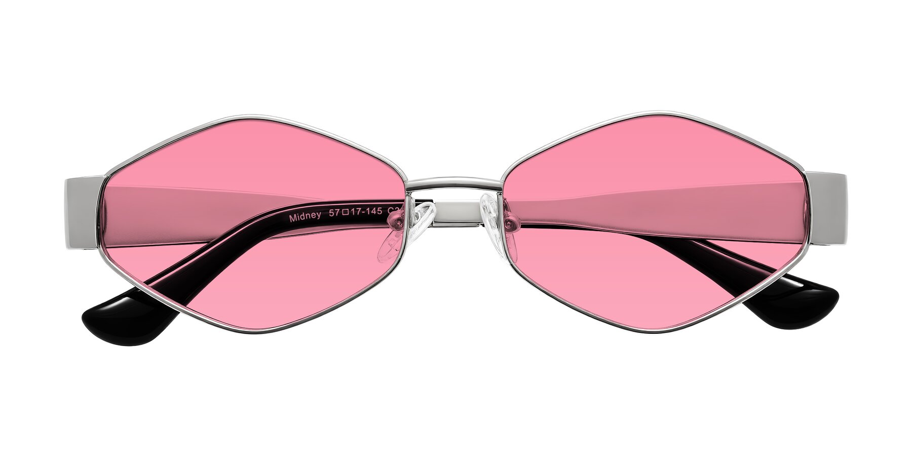Folded Front of Midney in Silver with Pink Tinted Lenses