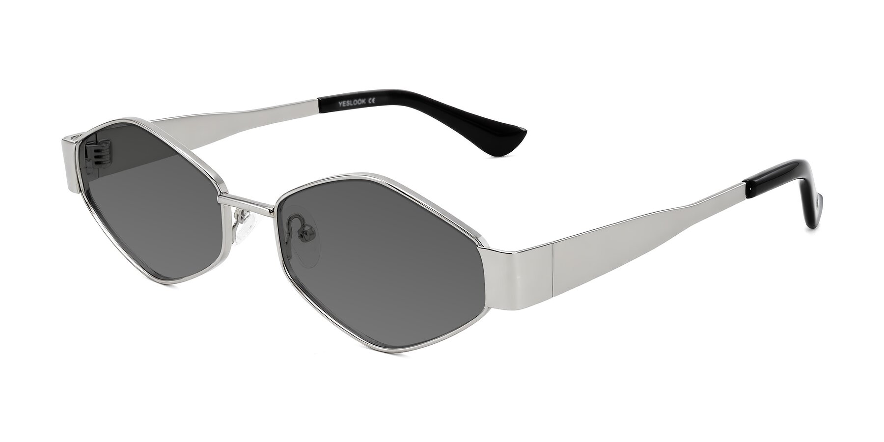 Angle of Midney in Silver with Medium Gray Tinted Lenses