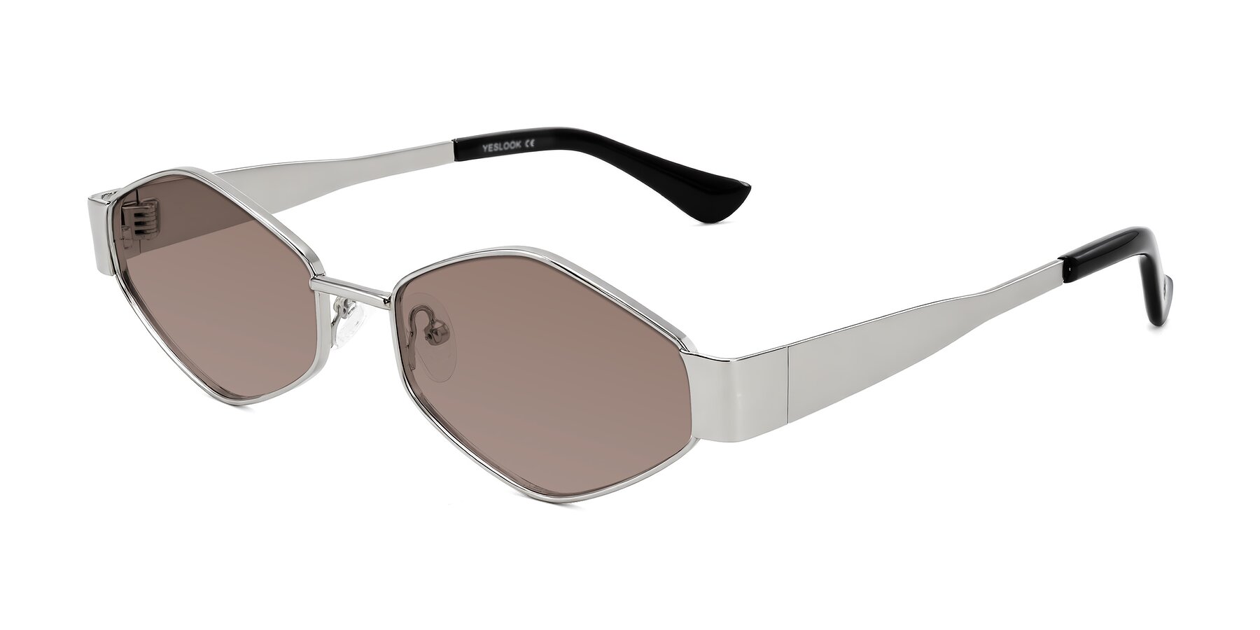 Angle of Midney in Silver with Medium Brown Tinted Lenses