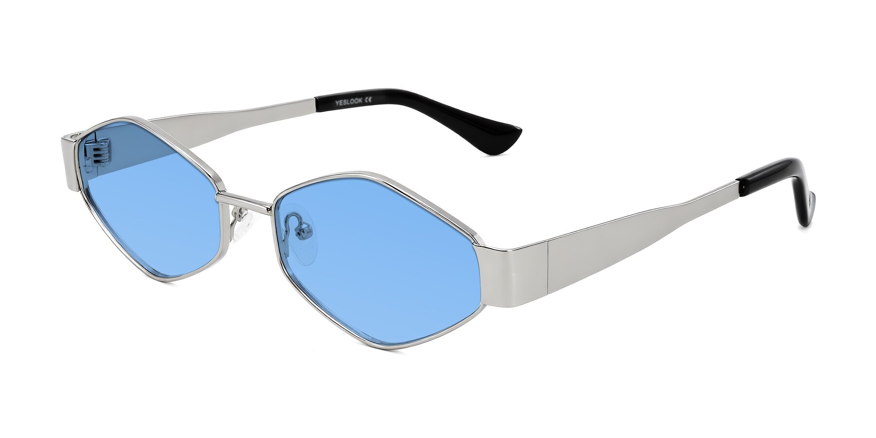 Angle of Midney in Silver with Medium Blue Tinted Lenses