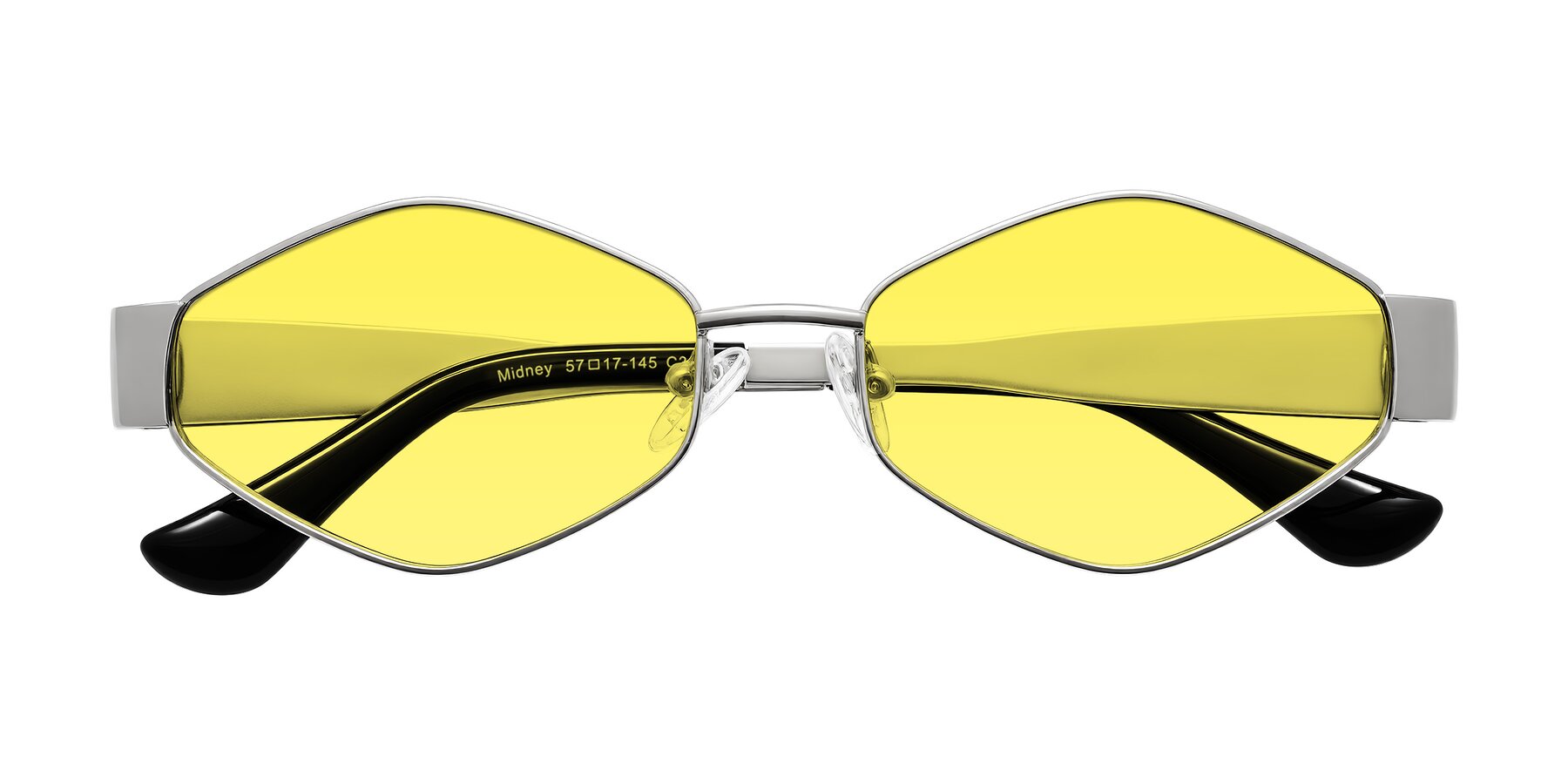 Folded Front of Midney in Silver with Medium Yellow Tinted Lenses