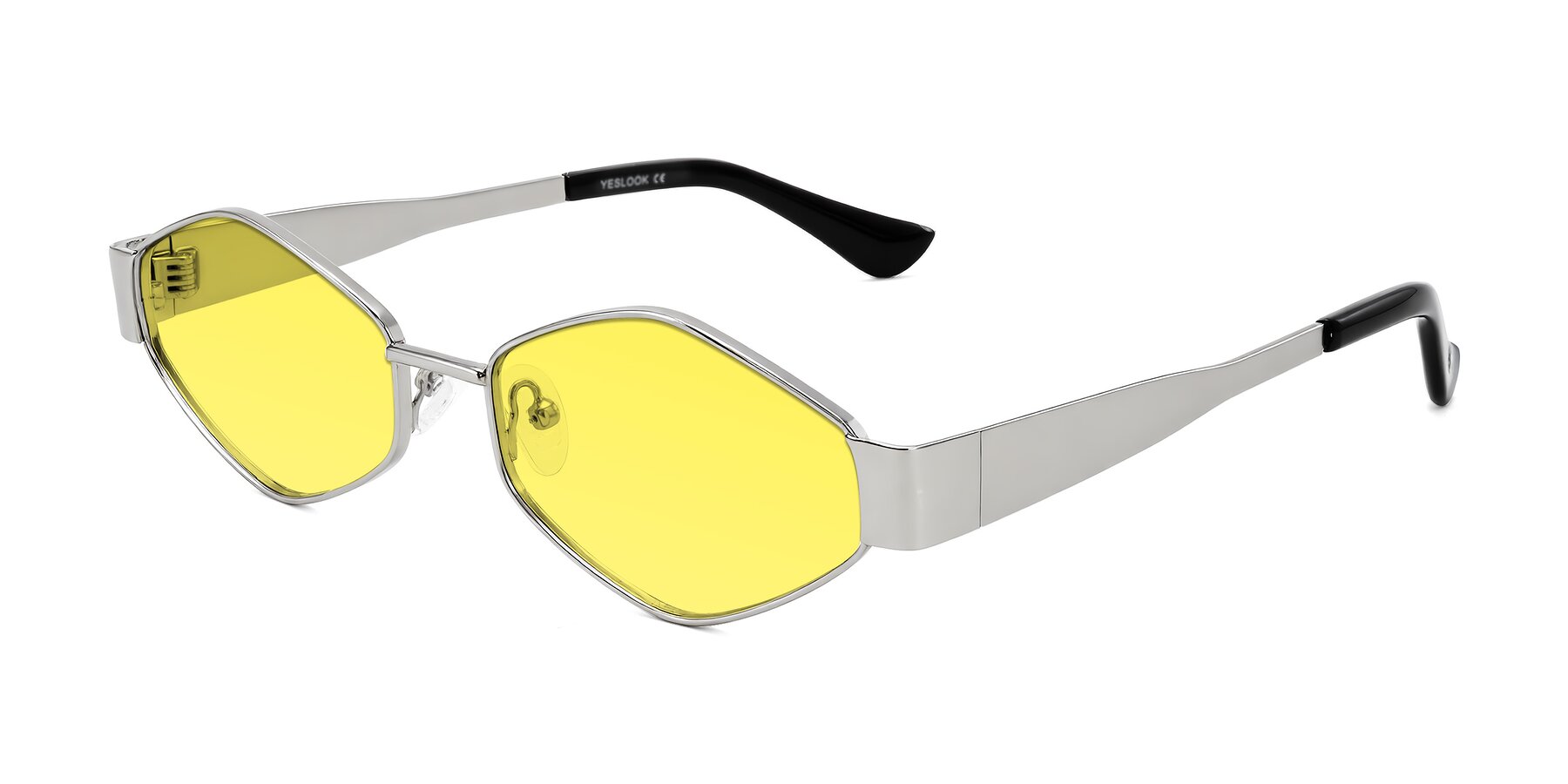Angle of Midney in Silver with Medium Yellow Tinted Lenses