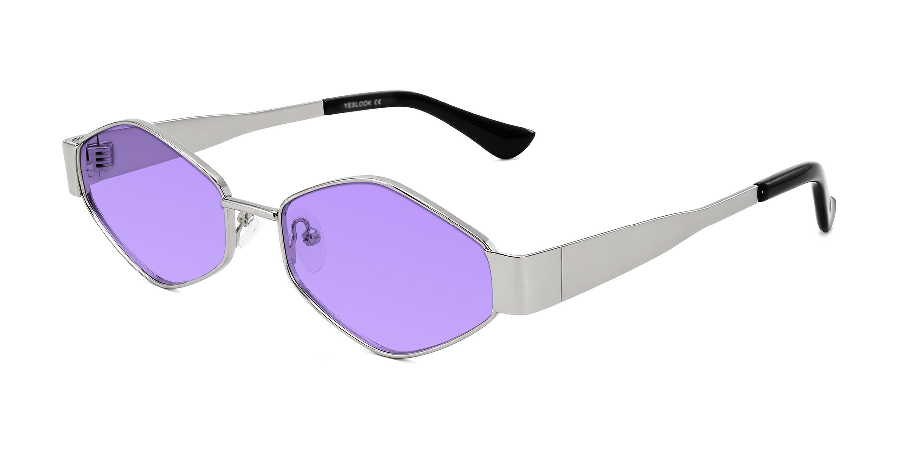 Angle of Midney in Silver with Medium Purple Tinted Lenses