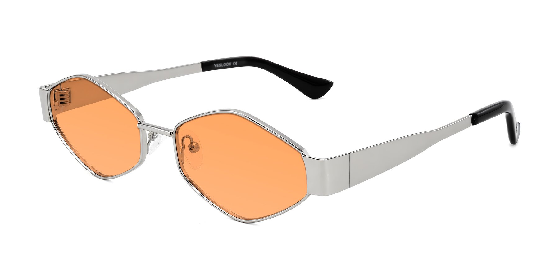 Angle of Midney in Silver with Medium Orange Tinted Lenses