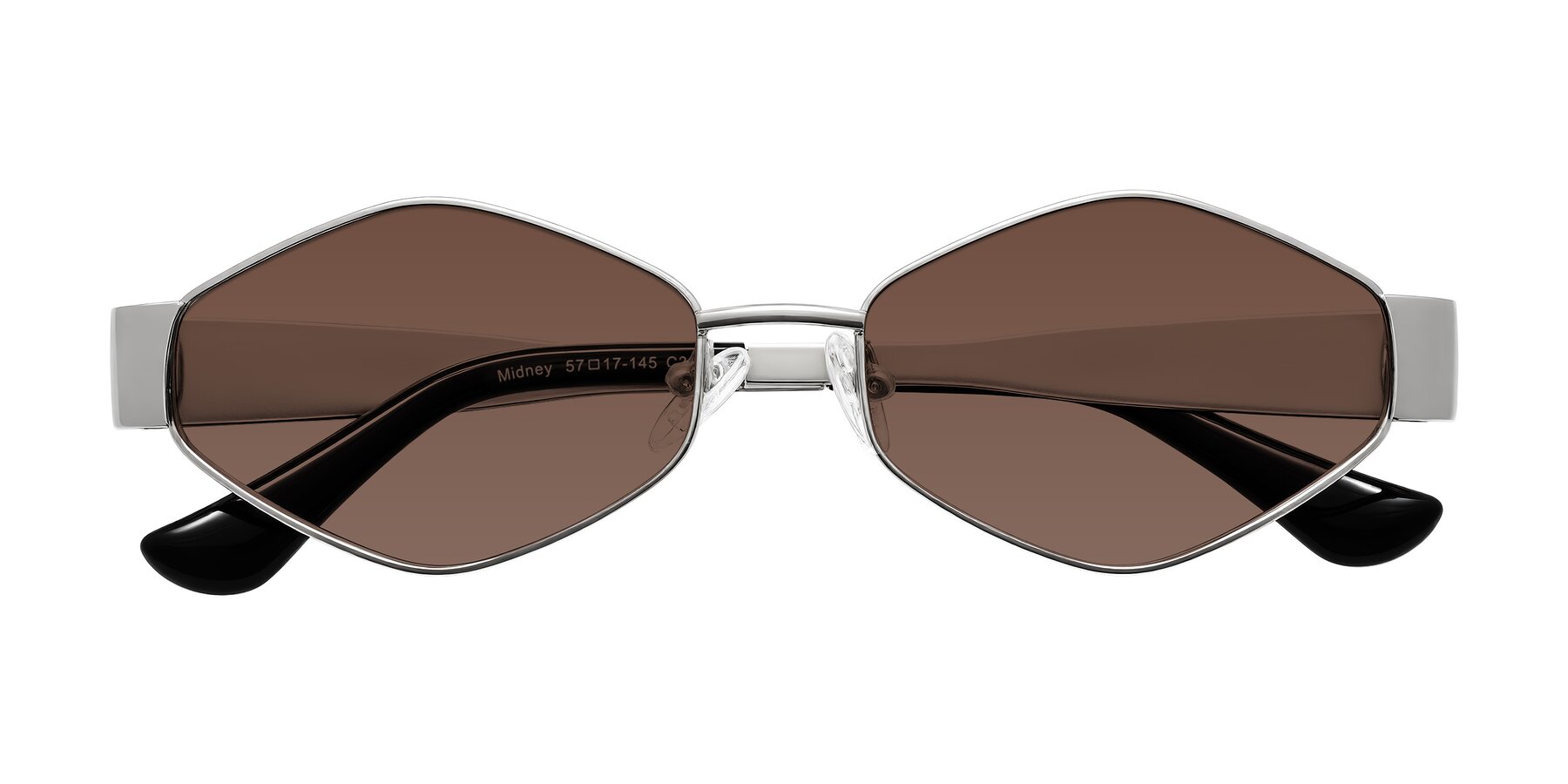 Folded Front of Midney in Silver with Brown Tinted Lenses