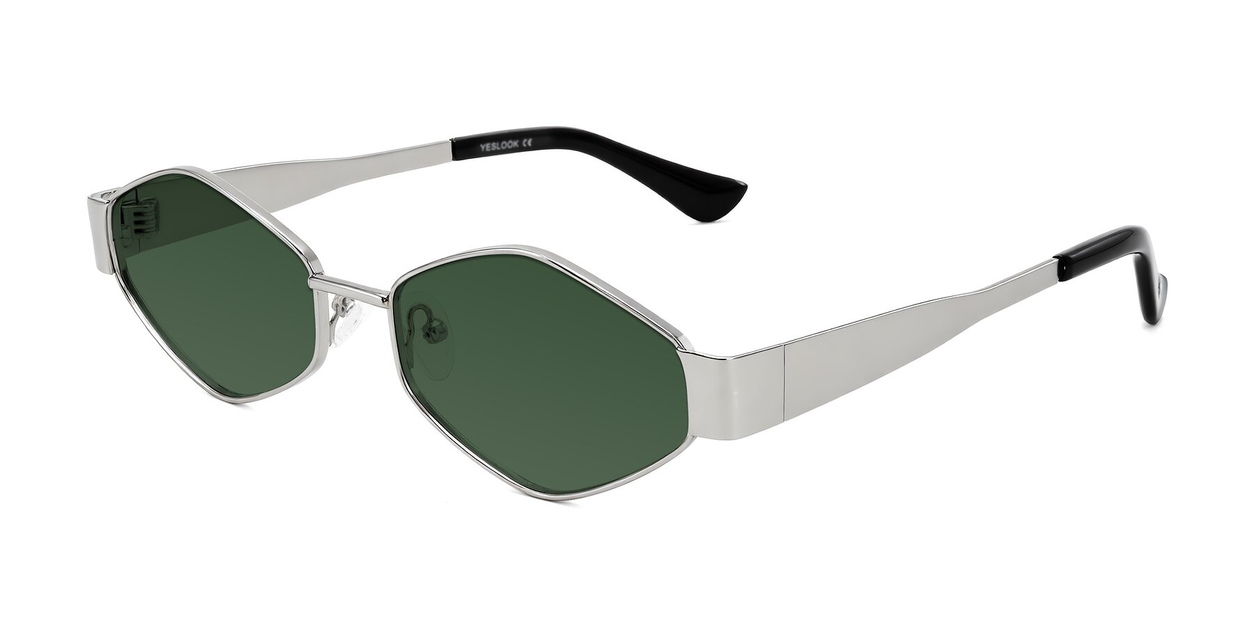 Angle of Midney in Silver with Green Tinted Lenses