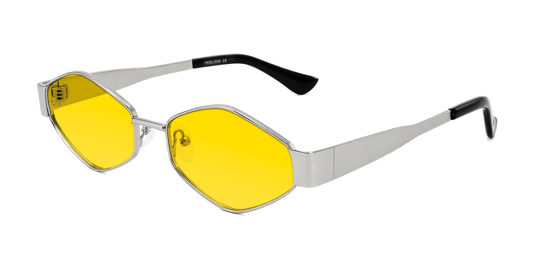 Angle of Midney in Silver with Yellow Tinted Lenses