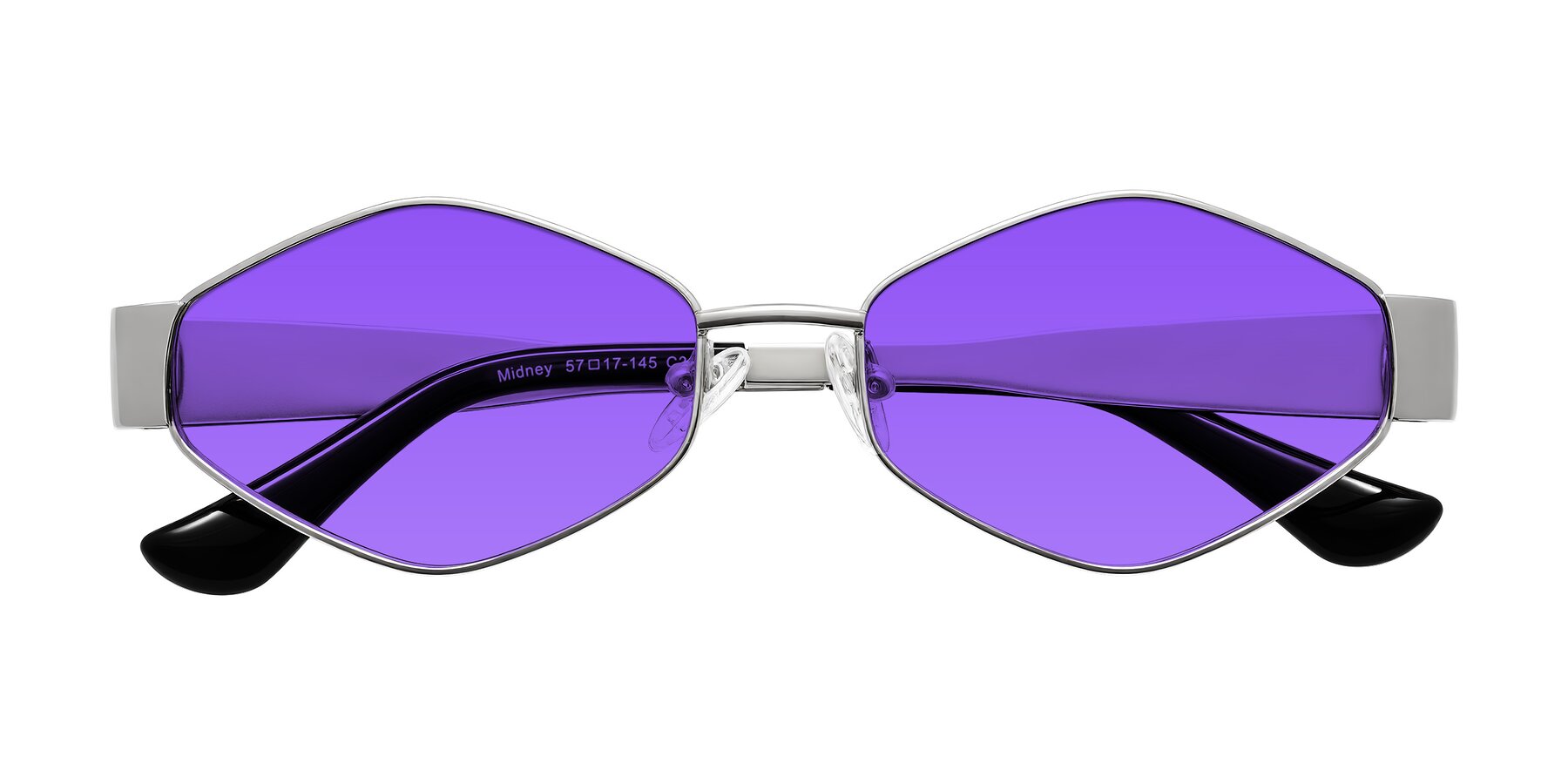Folded Front of Midney in Silver with Purple Tinted Lenses