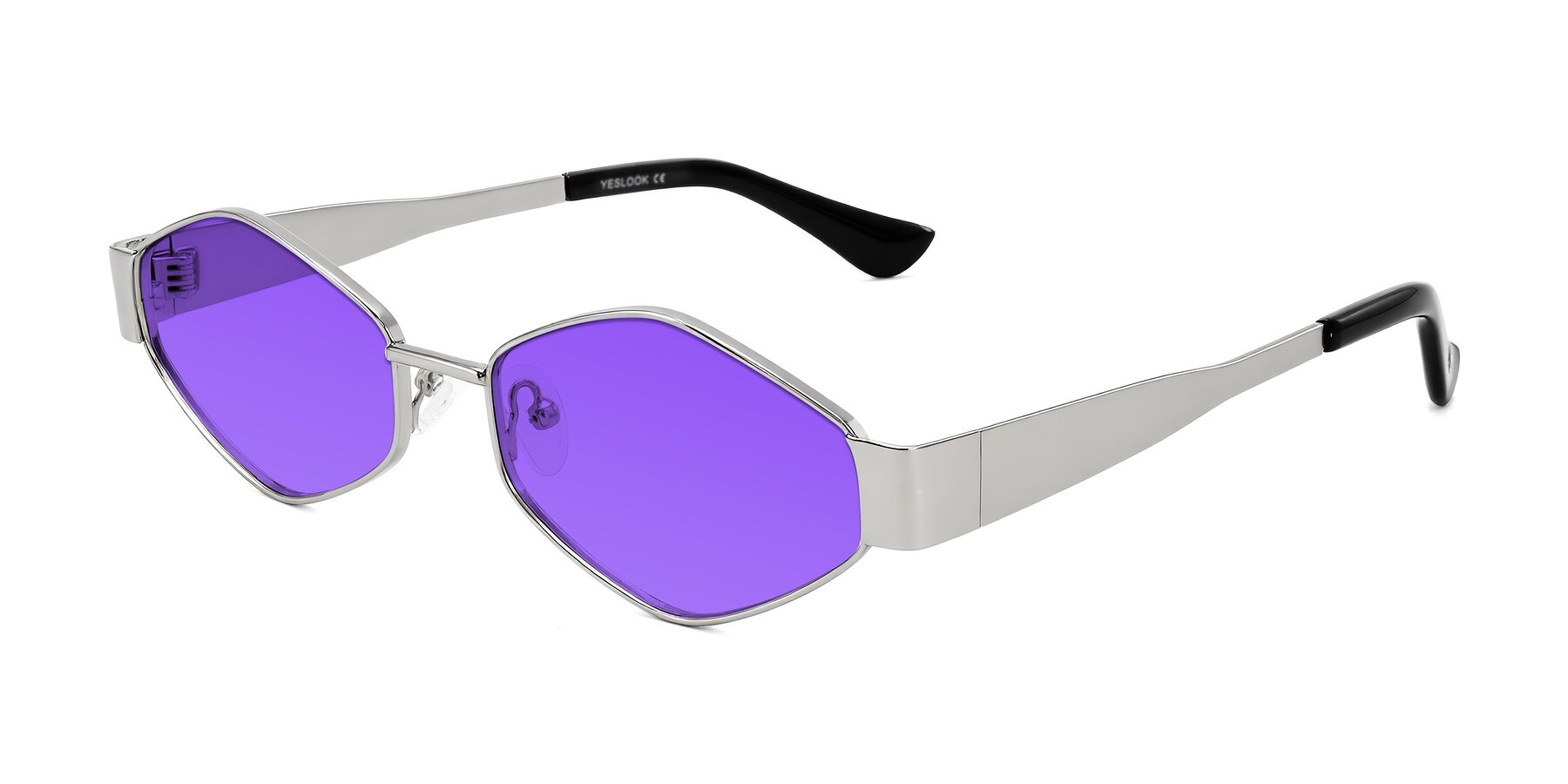 Angle of Midney in Silver with Purple Tinted Lenses