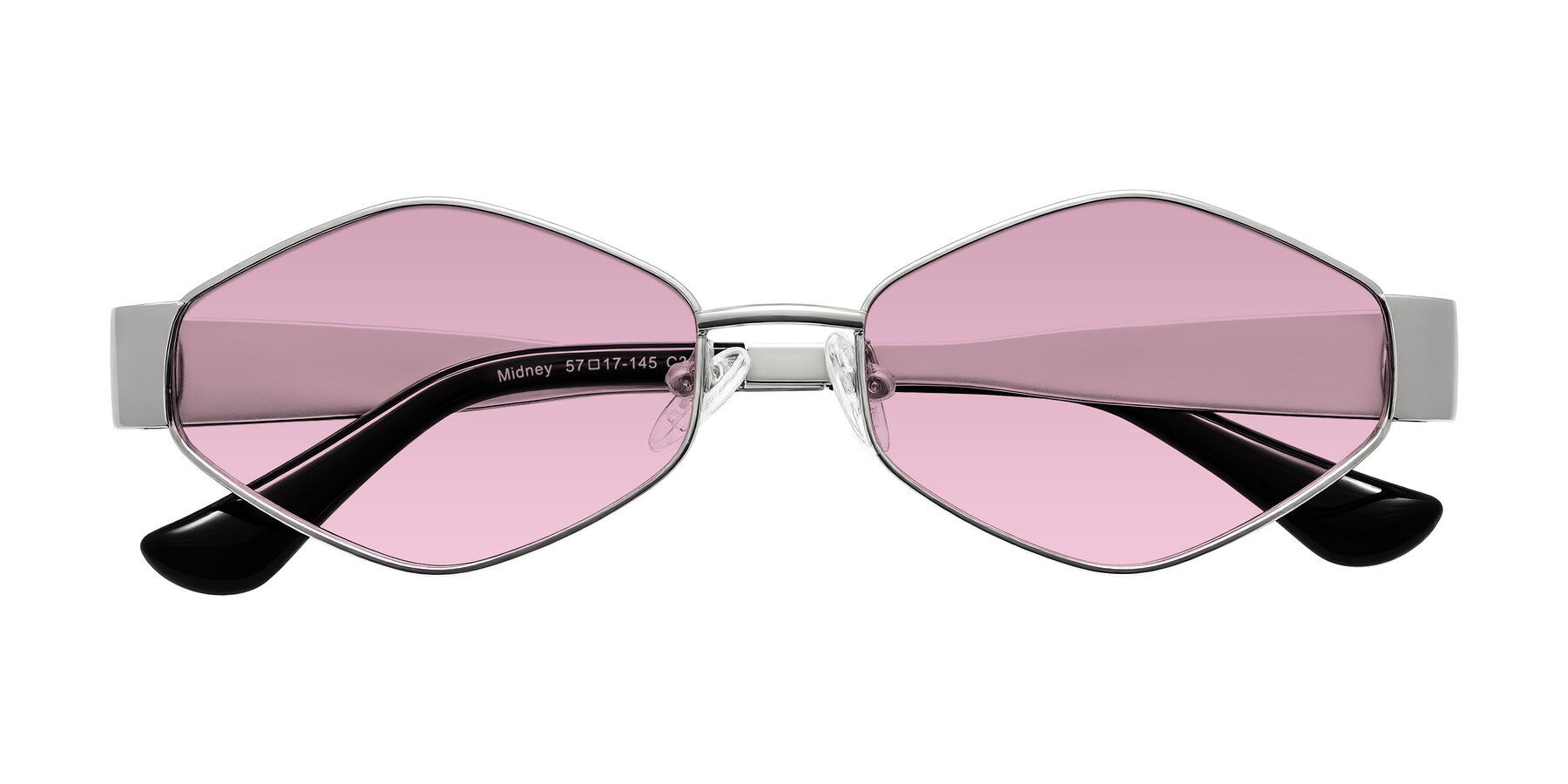 Folded Front of Midney in Silver with Light Wine Tinted Lenses