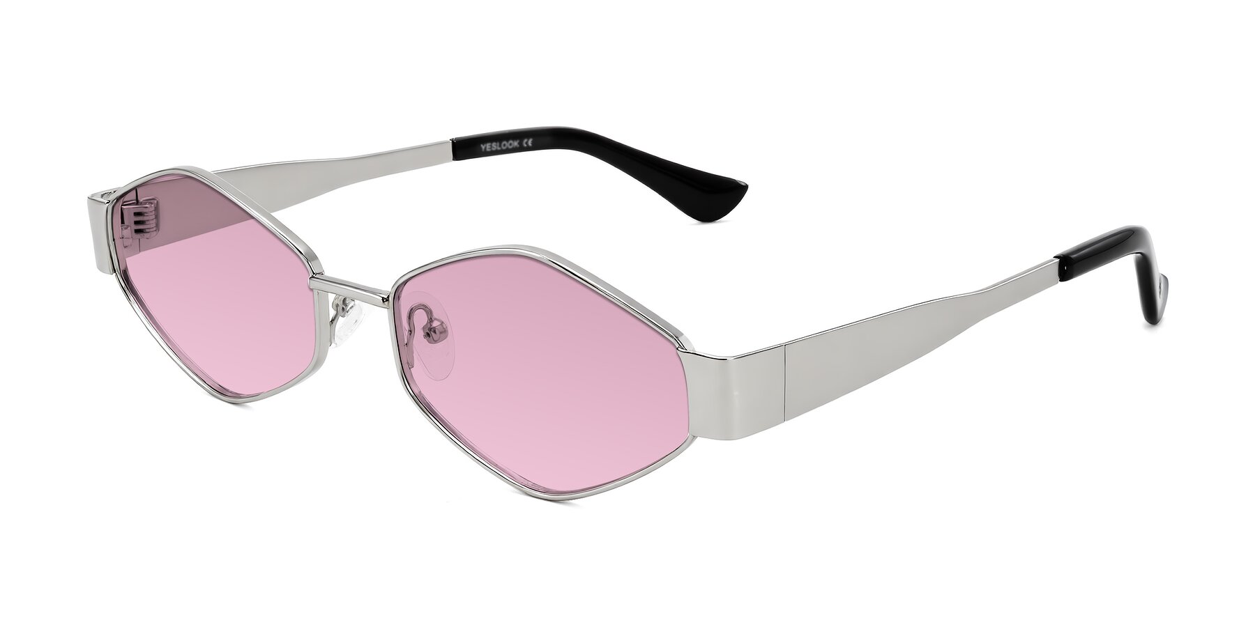 Angle of Midney in Silver with Light Wine Tinted Lenses