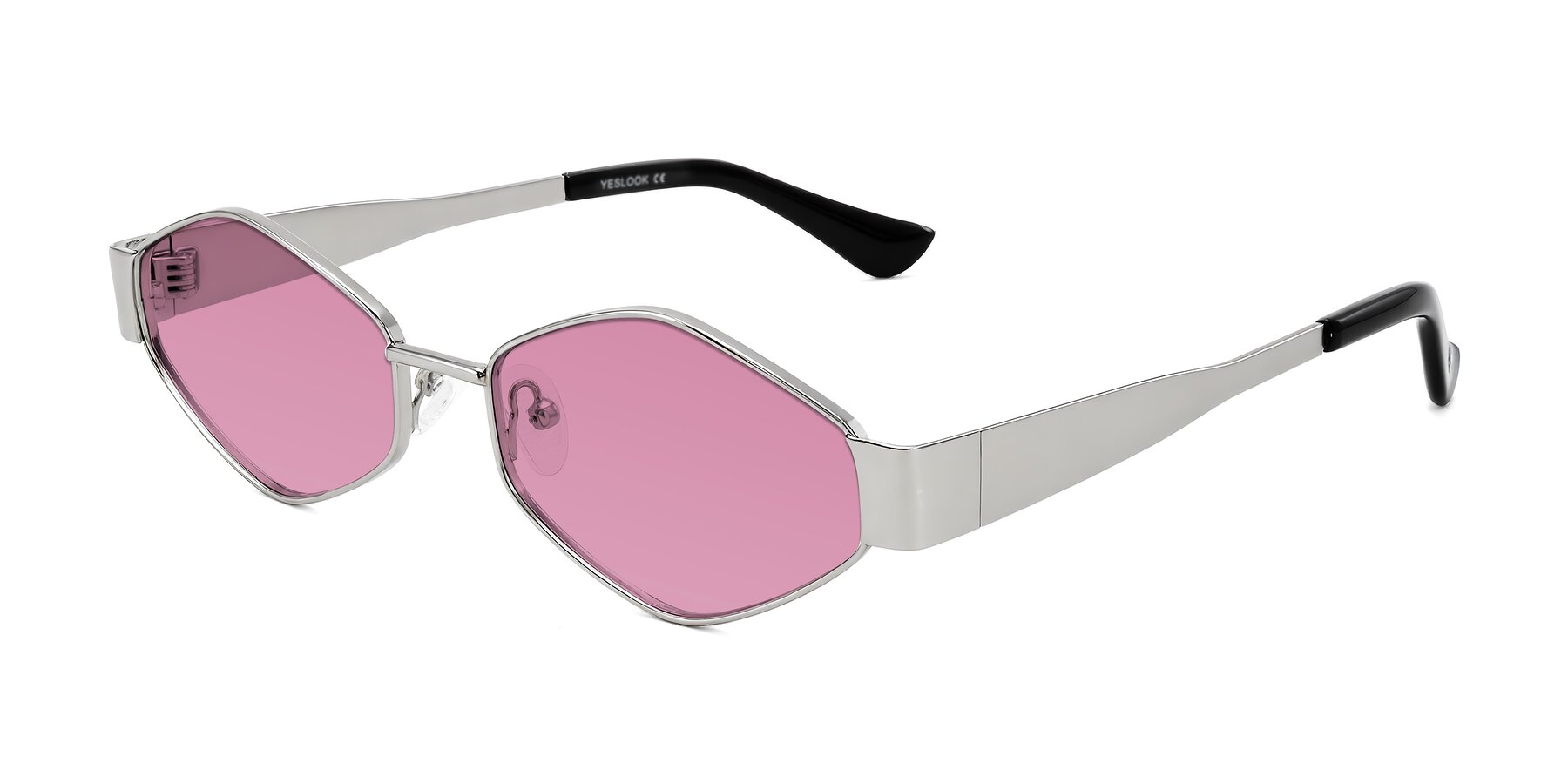 Angle of Midney in Silver with Medium Wine Tinted Lenses