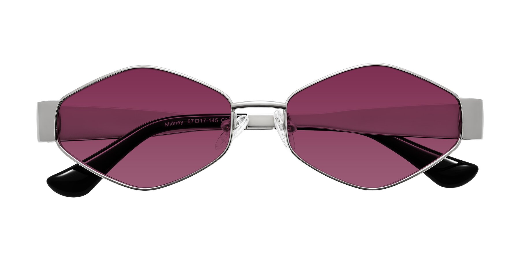 Folded Front of Midney in Silver with Wine Tinted Lenses