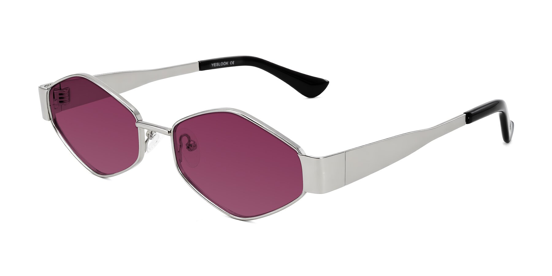 Angle of Midney in Silver with Wine Tinted Lenses