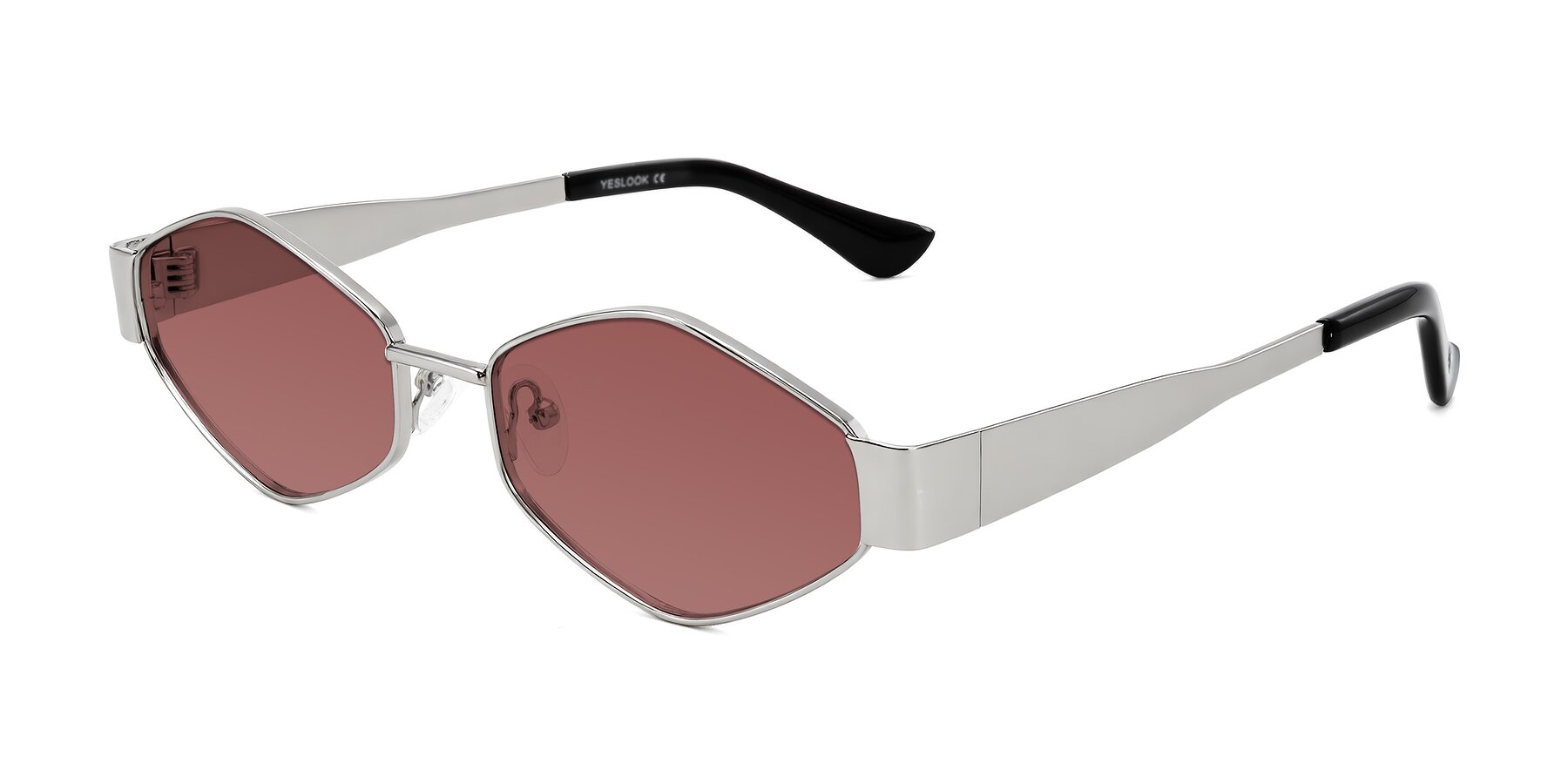 Angle of Midney in Silver with Garnet Tinted Lenses