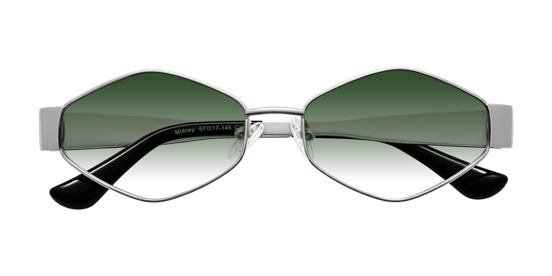 Folded Front of Midney in Silver with Green Gradient Lenses