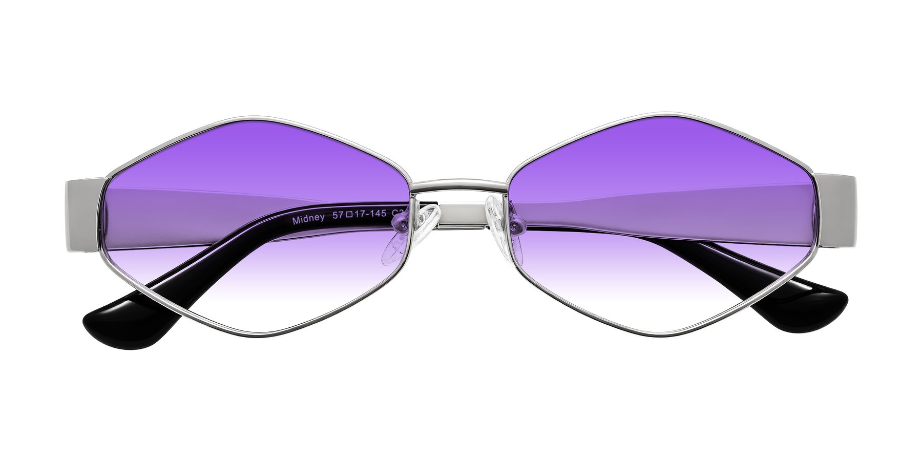 Folded Front of Midney in Silver with Purple Gradient Lenses
