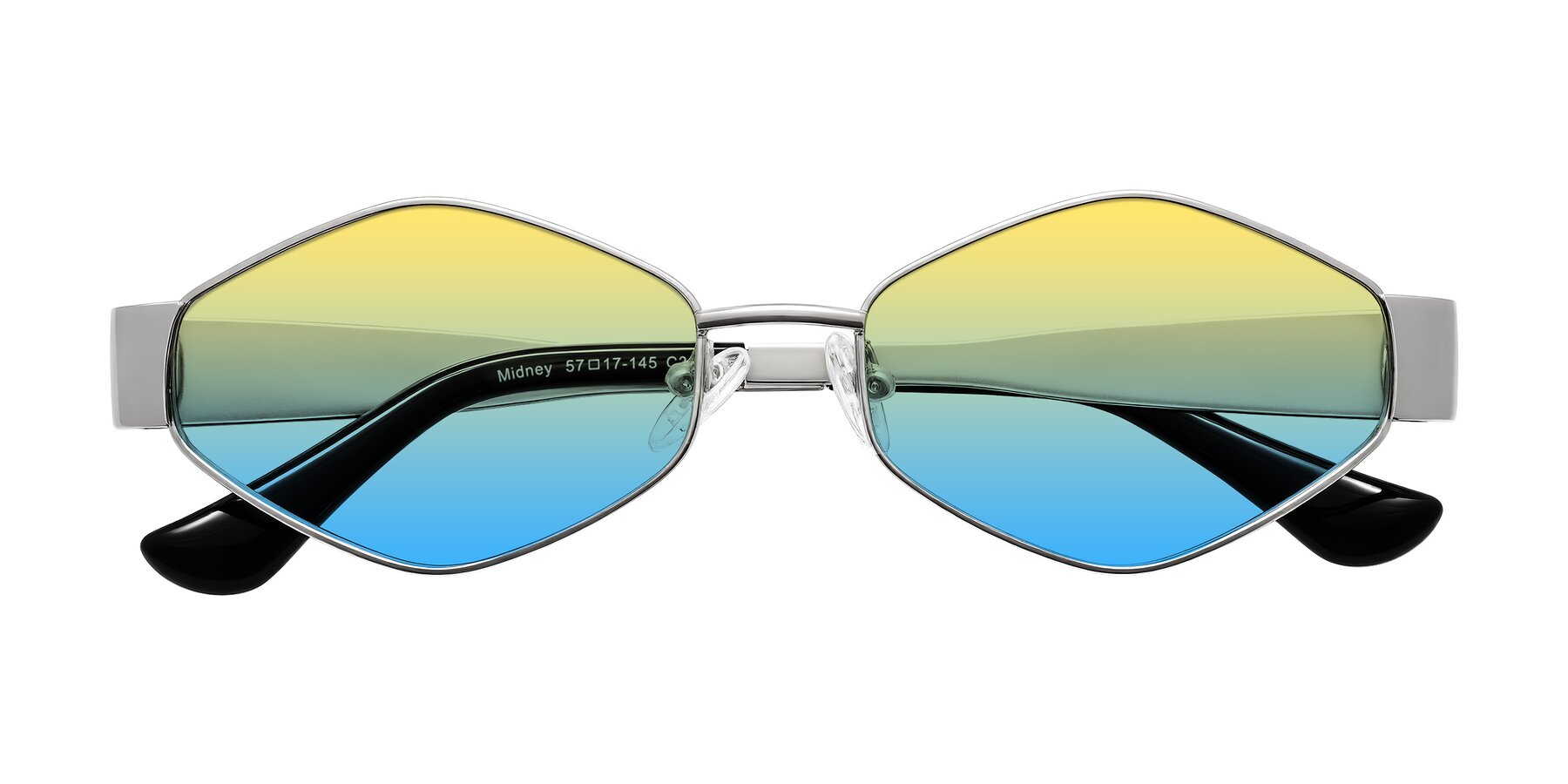 Folded Front of Midney in Silver with Yellow / Blue Gradient Lenses