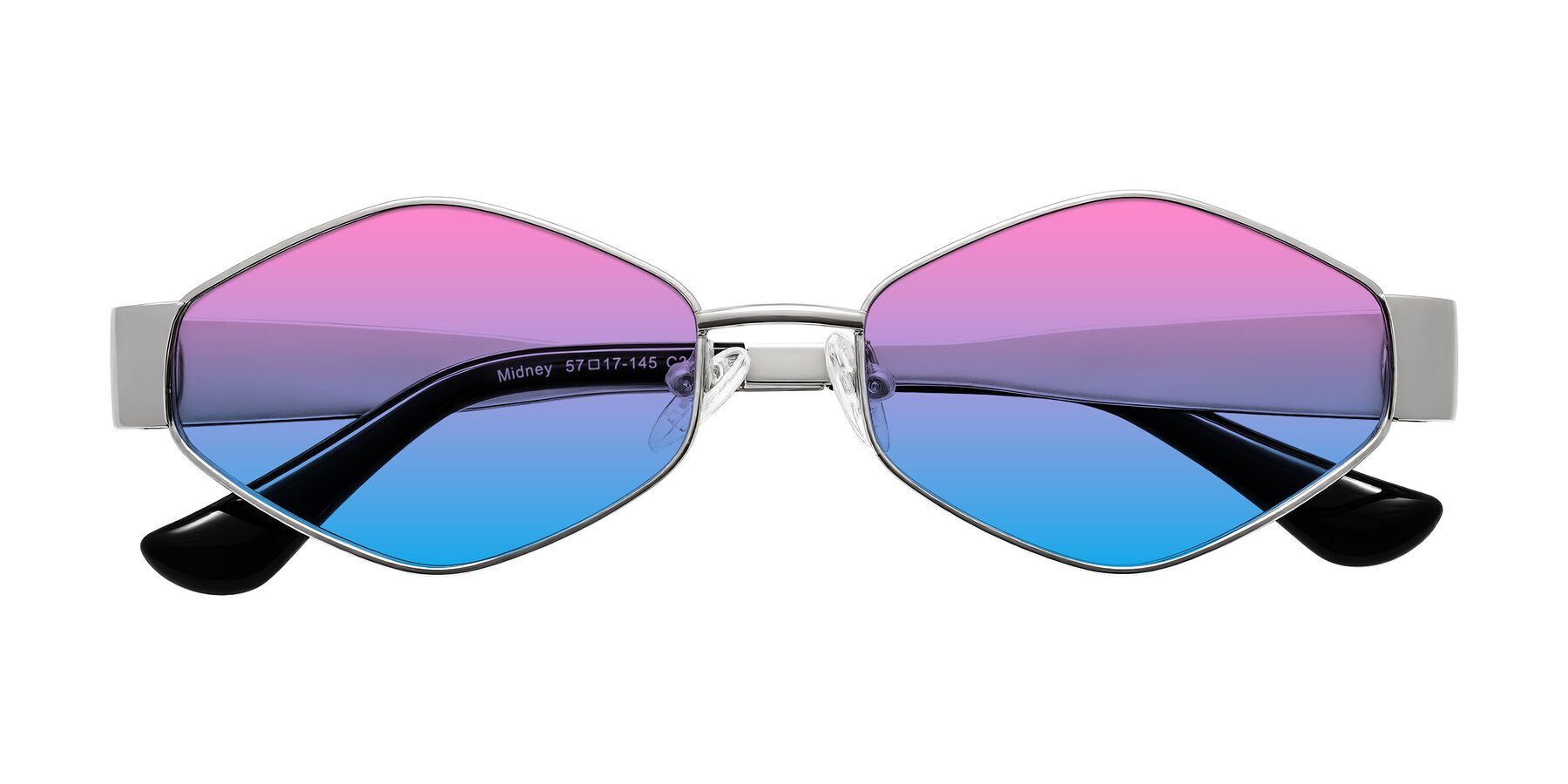 Folded Front of Midney in Silver with Pink / Blue Gradient Lenses