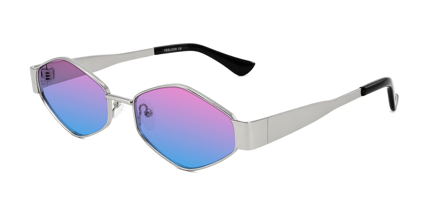 Angle of Midney in Silver with Pink / Blue Gradient Lenses